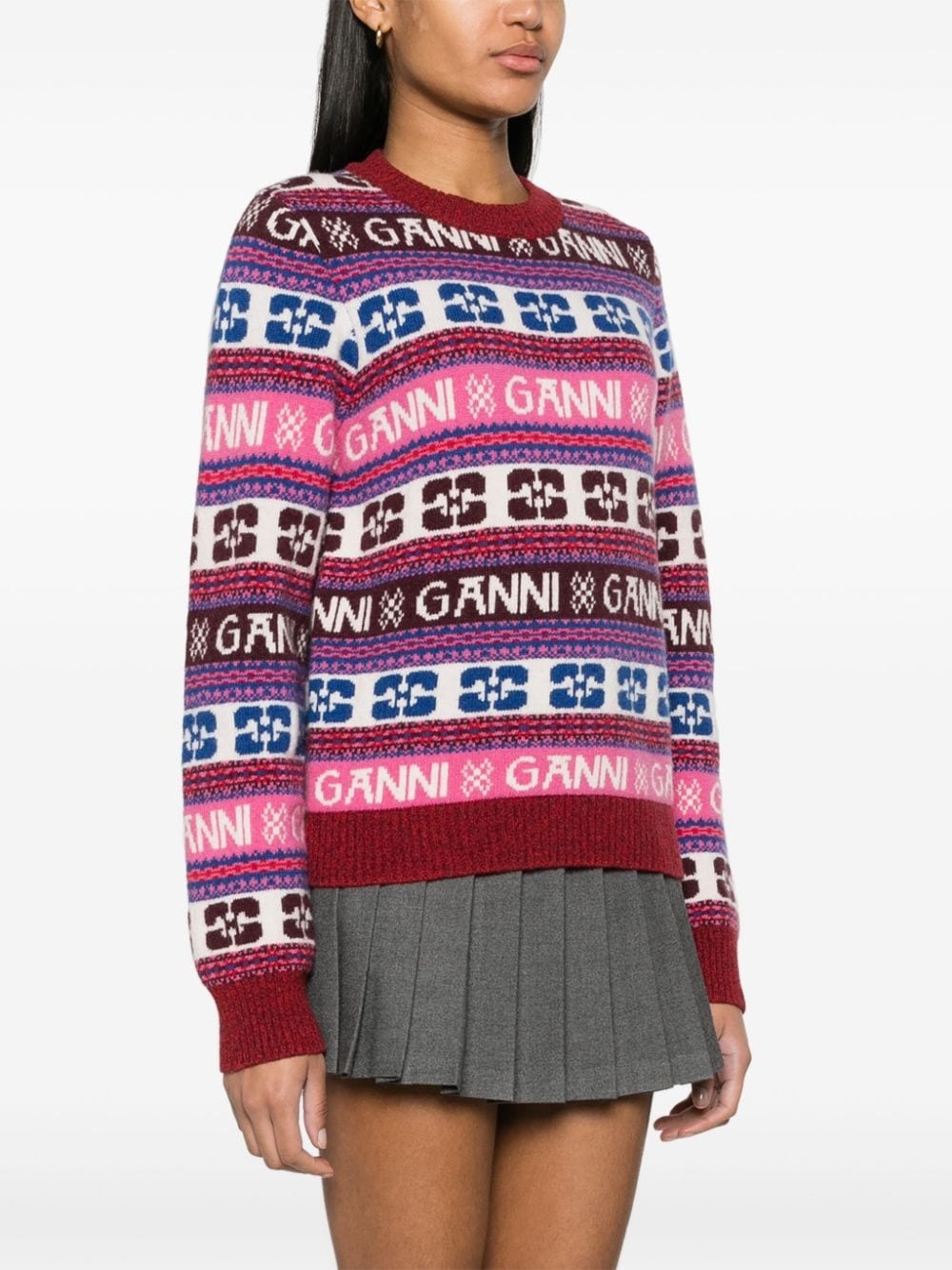 intarsia-knit crew-neck jumper - 3