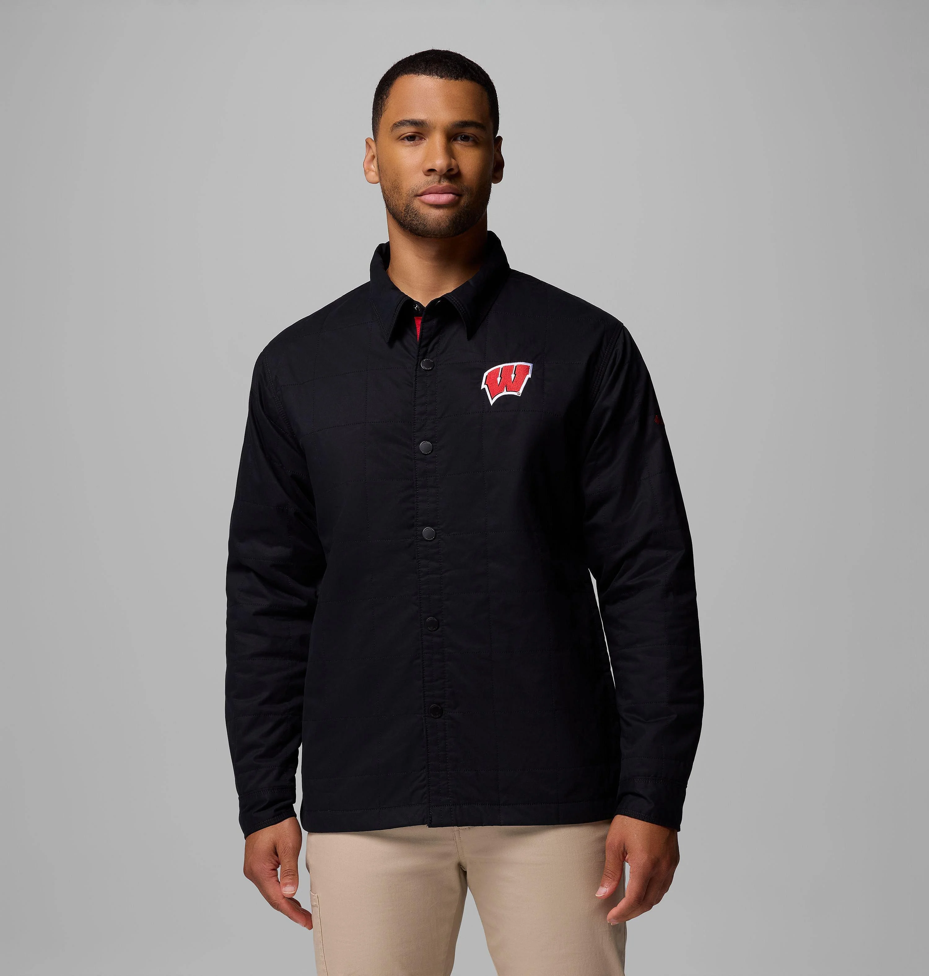 Men's Collegiate Campus Roam Quilted Shirt Jacket - Wisconsin - 1