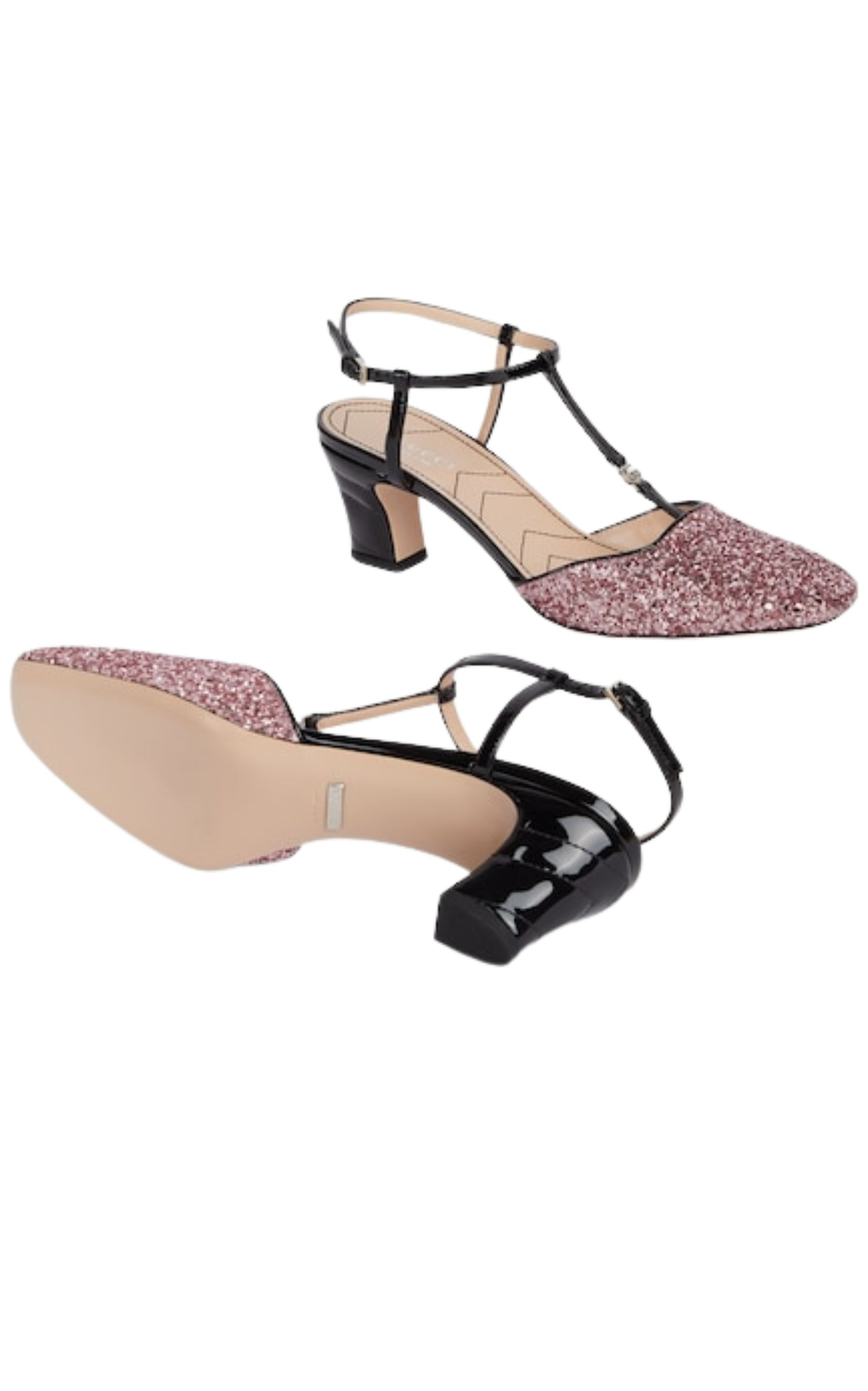 Pink Glitter Slingback Double G Pumps 55mm - 4