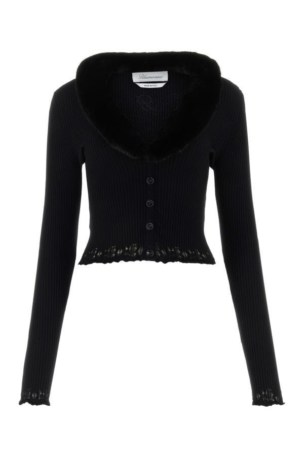 Blumarine Woman Black Viscose Blend Cardigan - 1