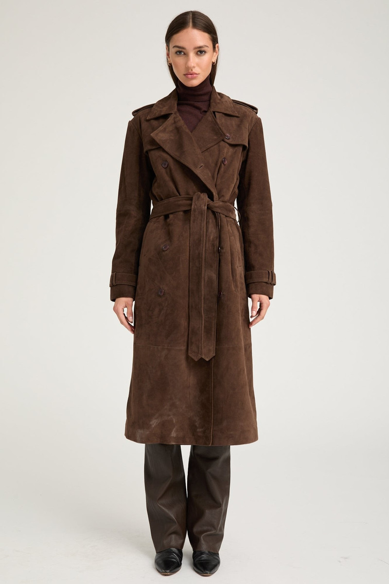 SPRWMN BELLE DE JOUR AMERICANO SUEDE TRENCH outlook