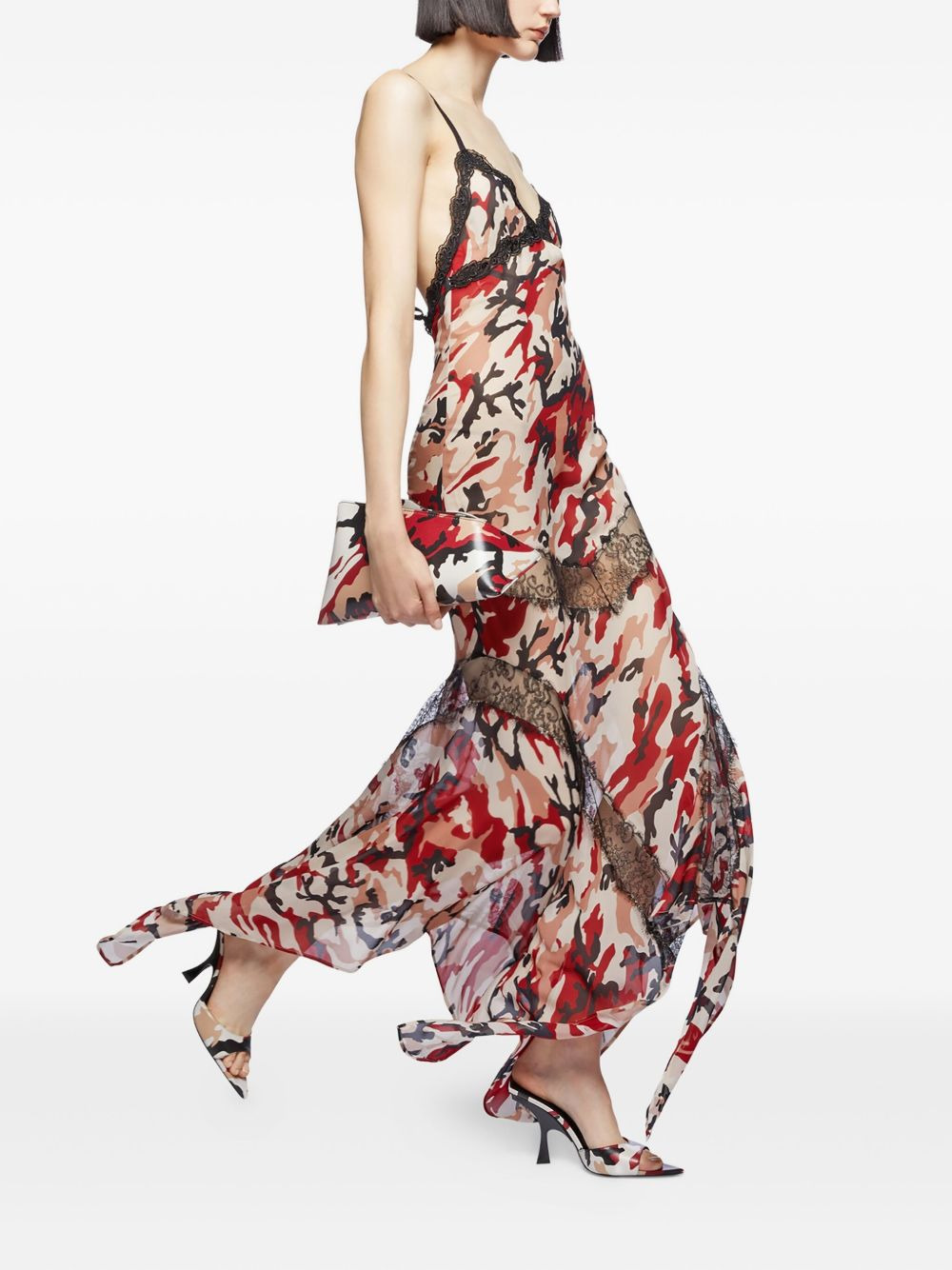 camouflage lace-insert dress - 4