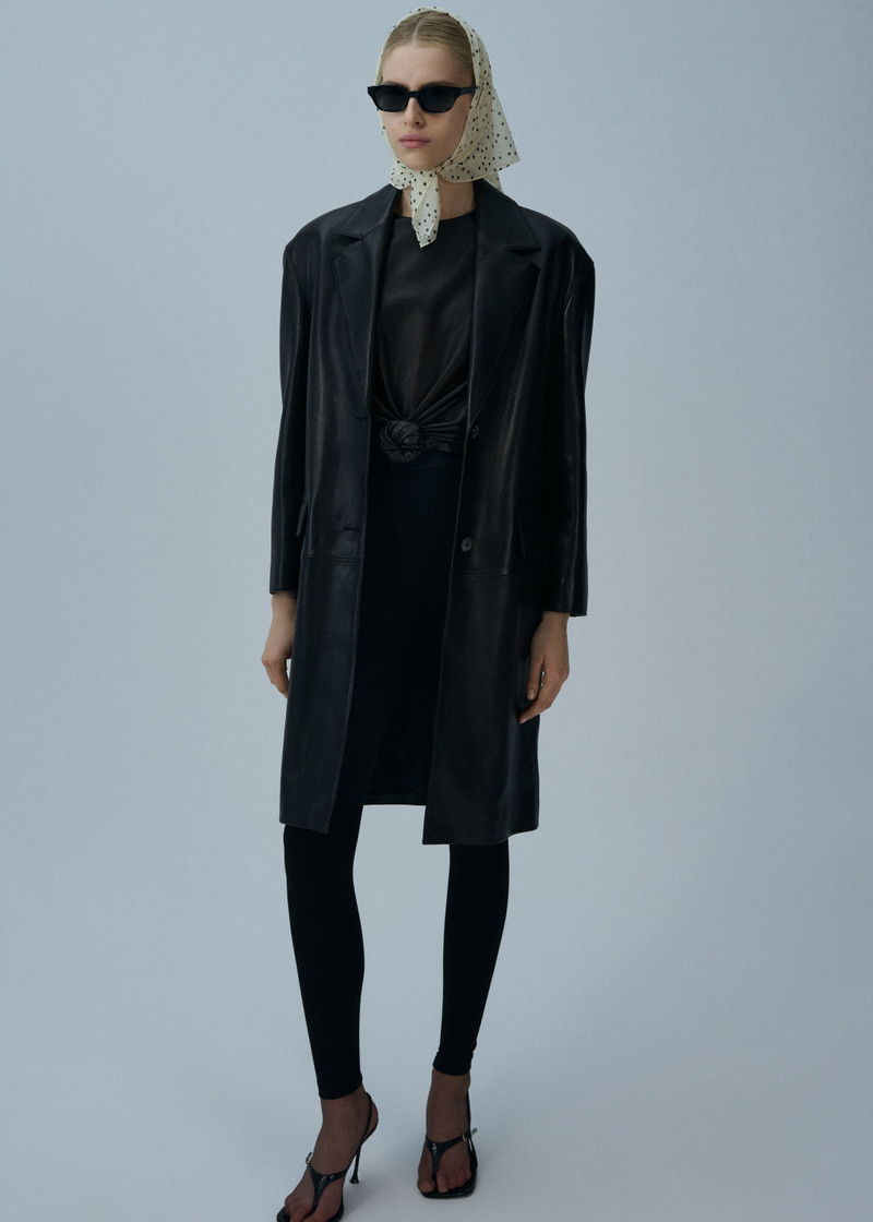 MAGDA BUTRYM Leather knotted t-shirt in brown outlook