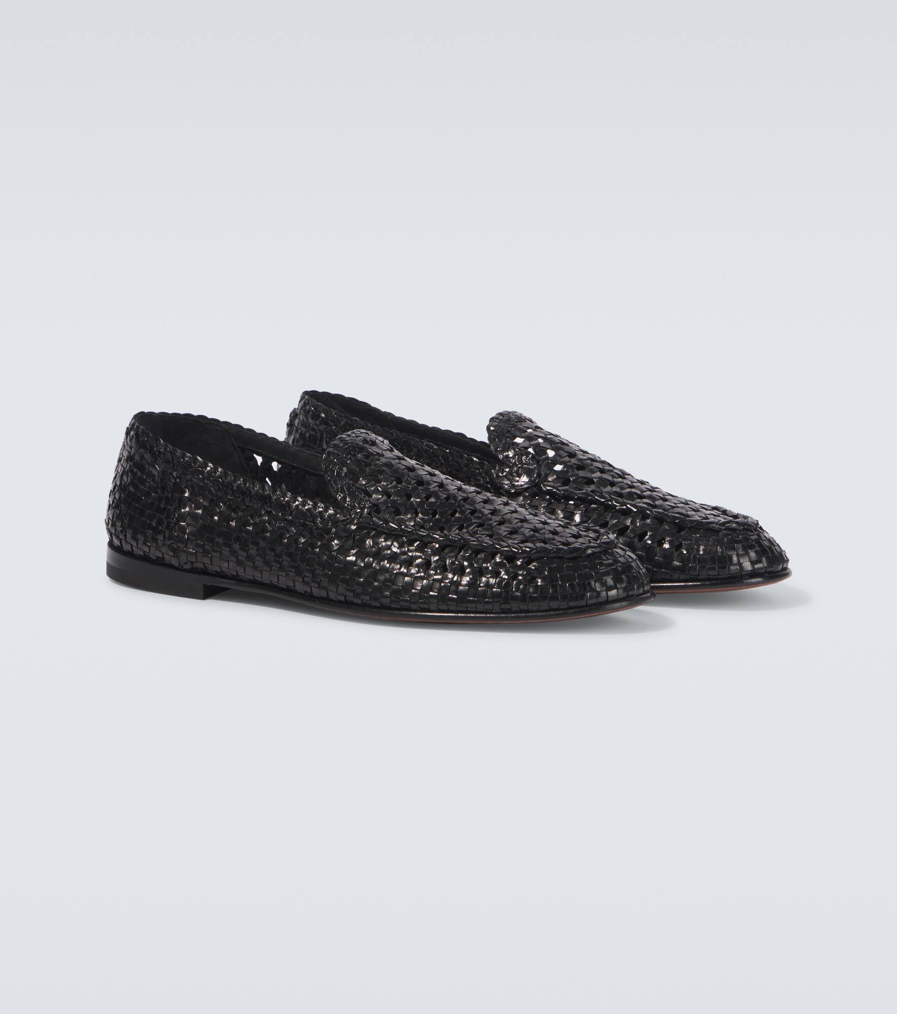 Woven leather loafers - 5