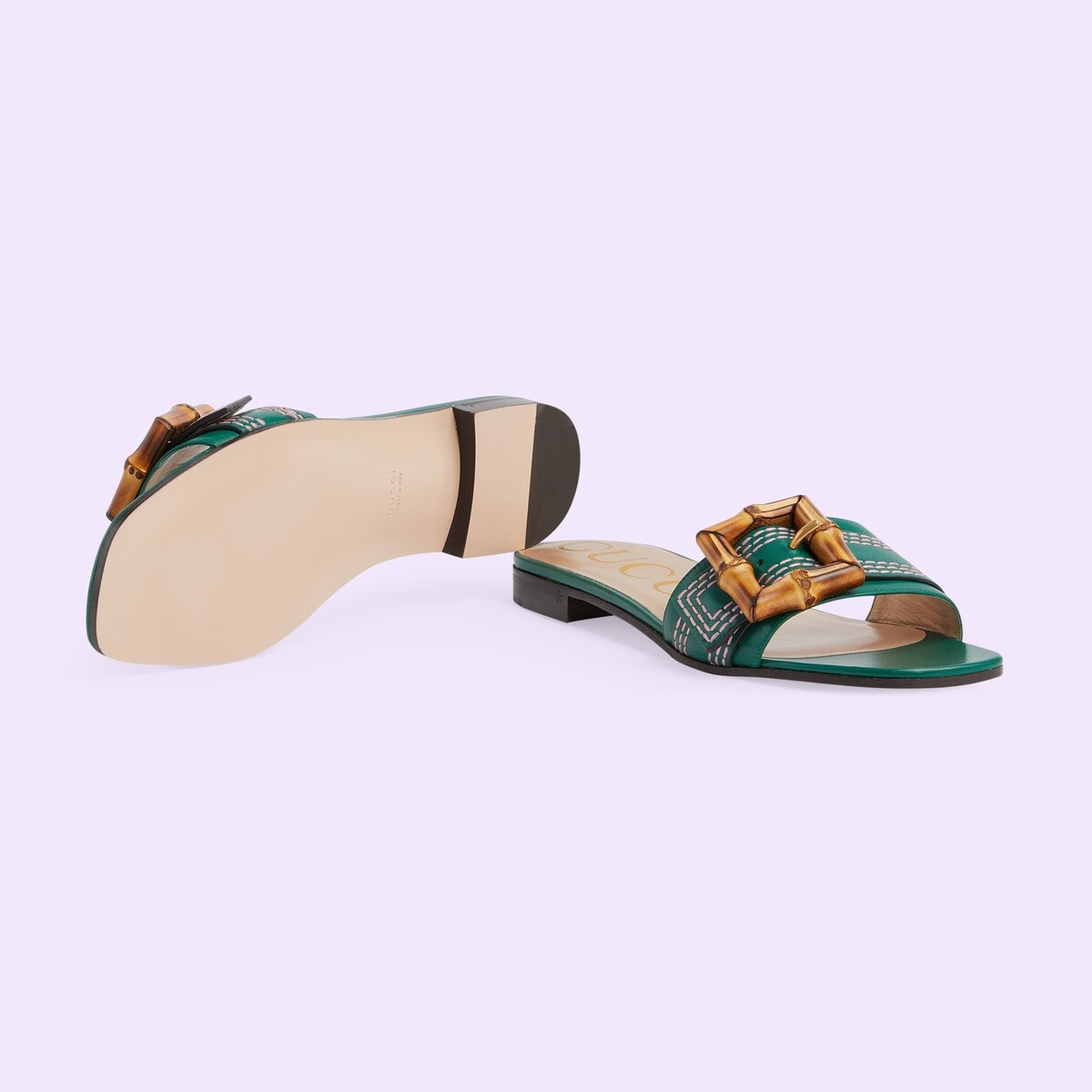 Women's slide sandal with bamboo buckle - 6