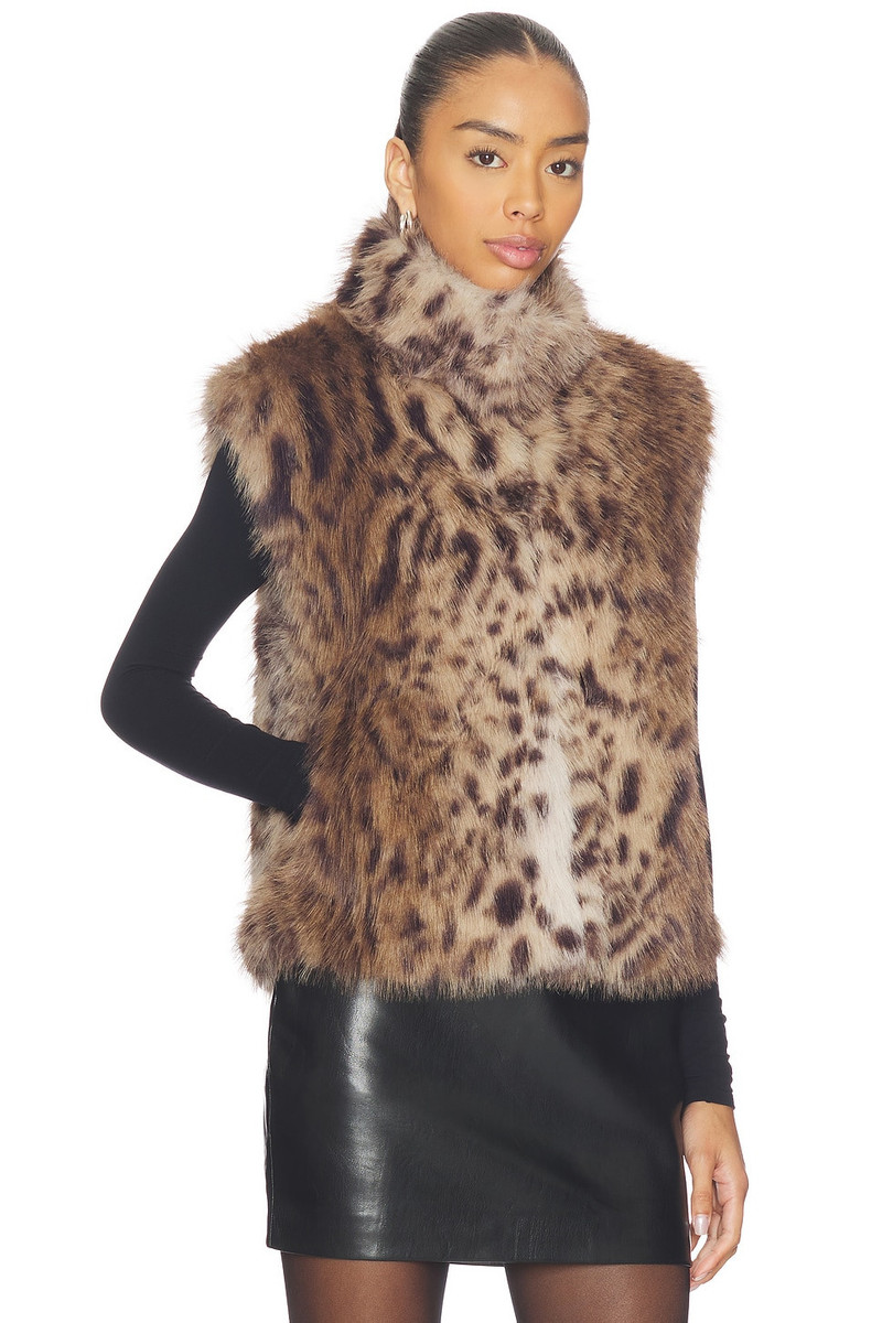 GENERATION LOVE Liona Leopard Faux Fur Vest outlook