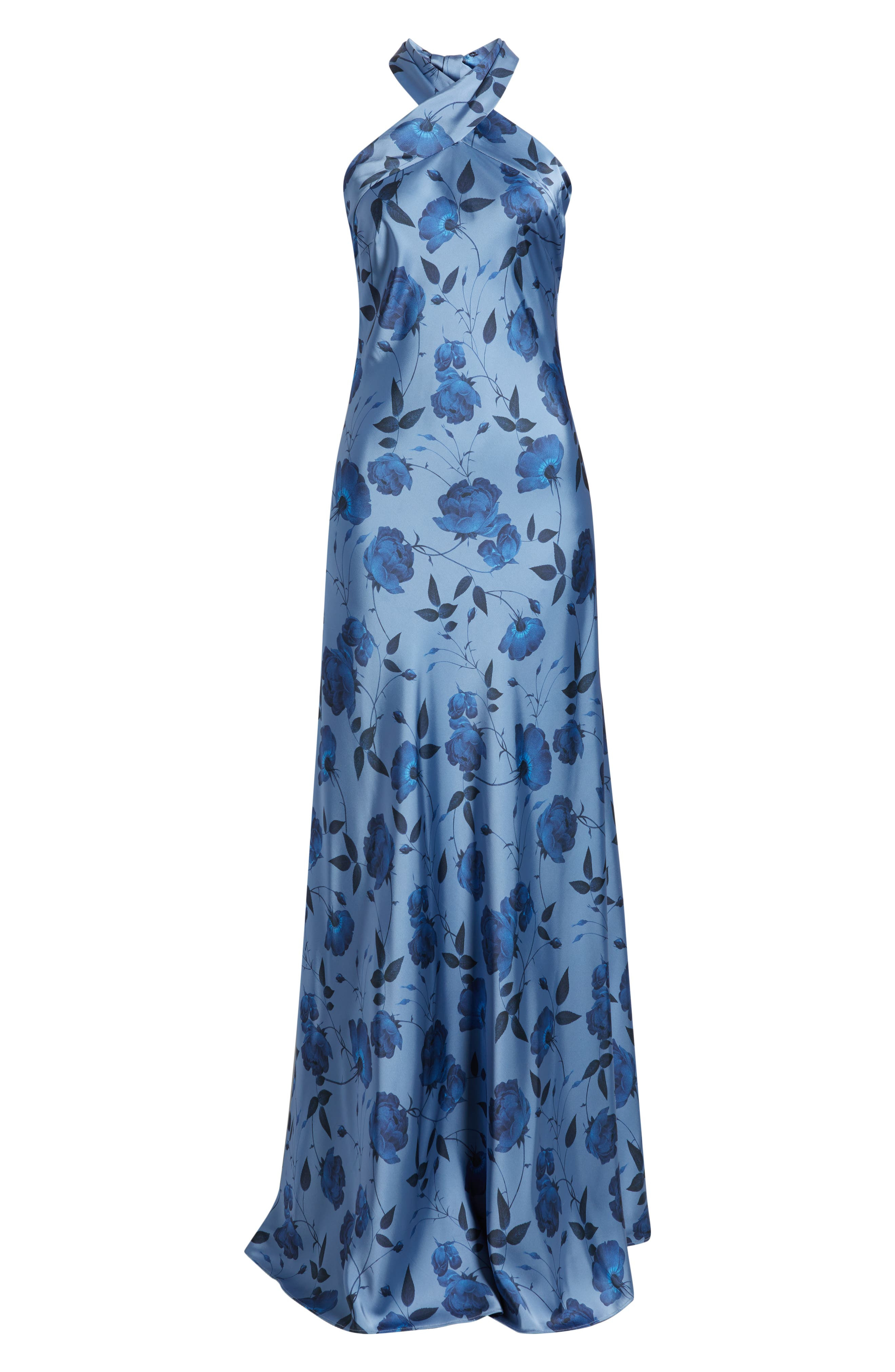 Sachin & Babi Laurant Floral Sleeveless Satin Crepe Gown in Wild Steel Roses at Nordstrom - 5