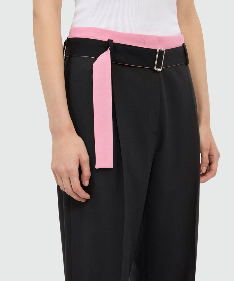 Black palazzo trousers in cool wool with a two-tone belt 5