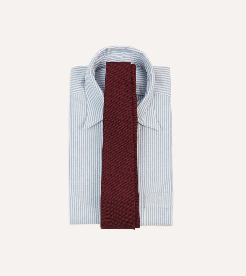 Drake's Maroon Fine Woven Grenadine Silk Hand Rolled Tie outlook