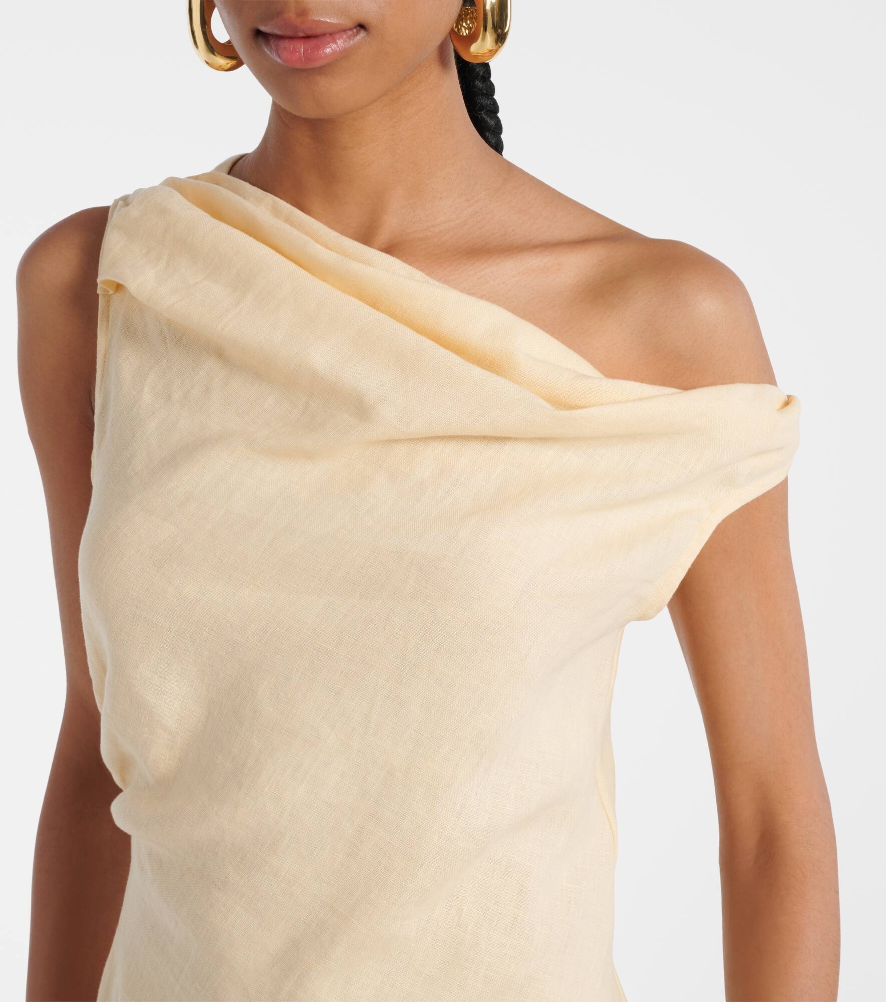 Asymmetric linen minidress - 4
