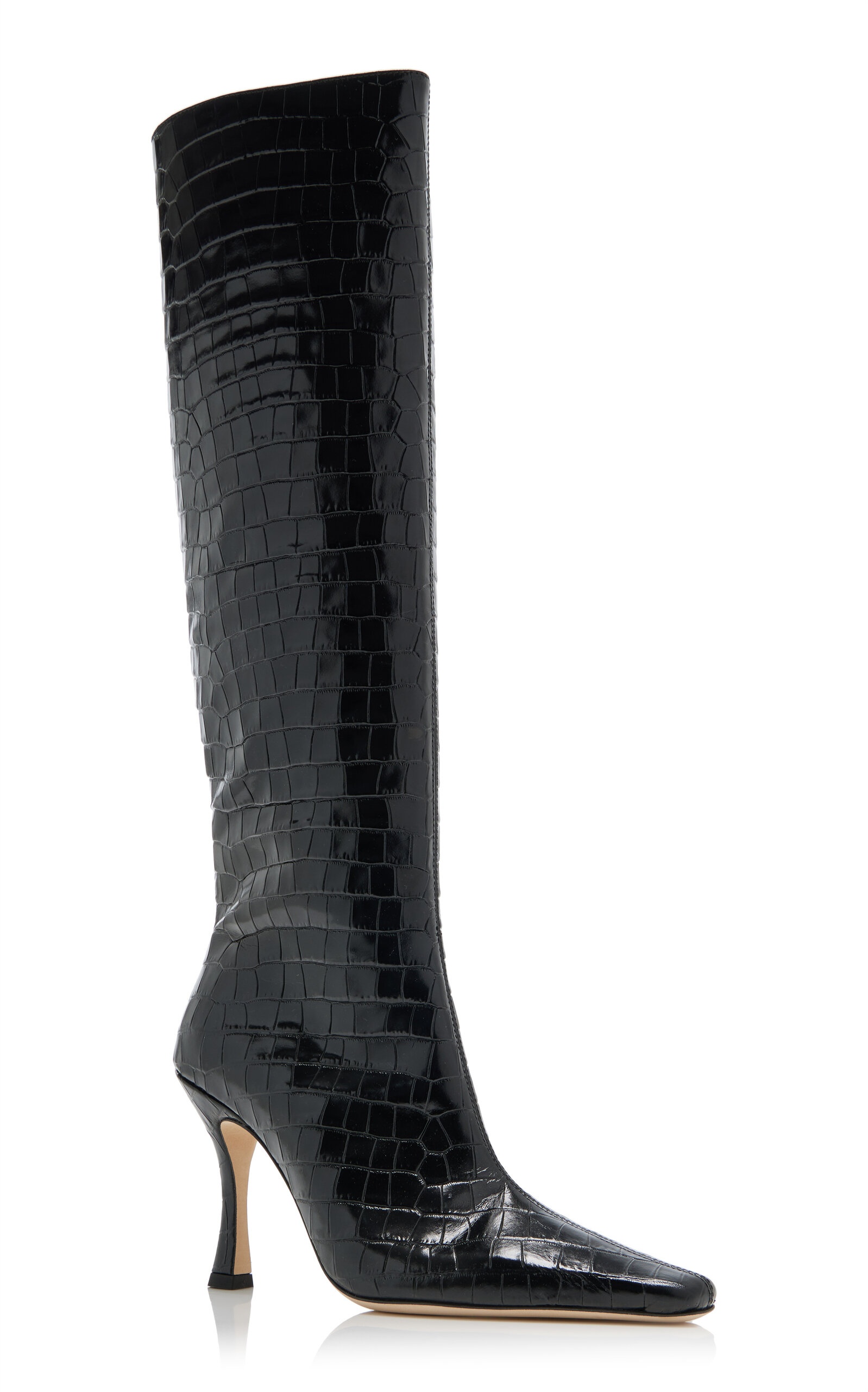 Cami Croc-Embossed Leather Knee Boots black - 5