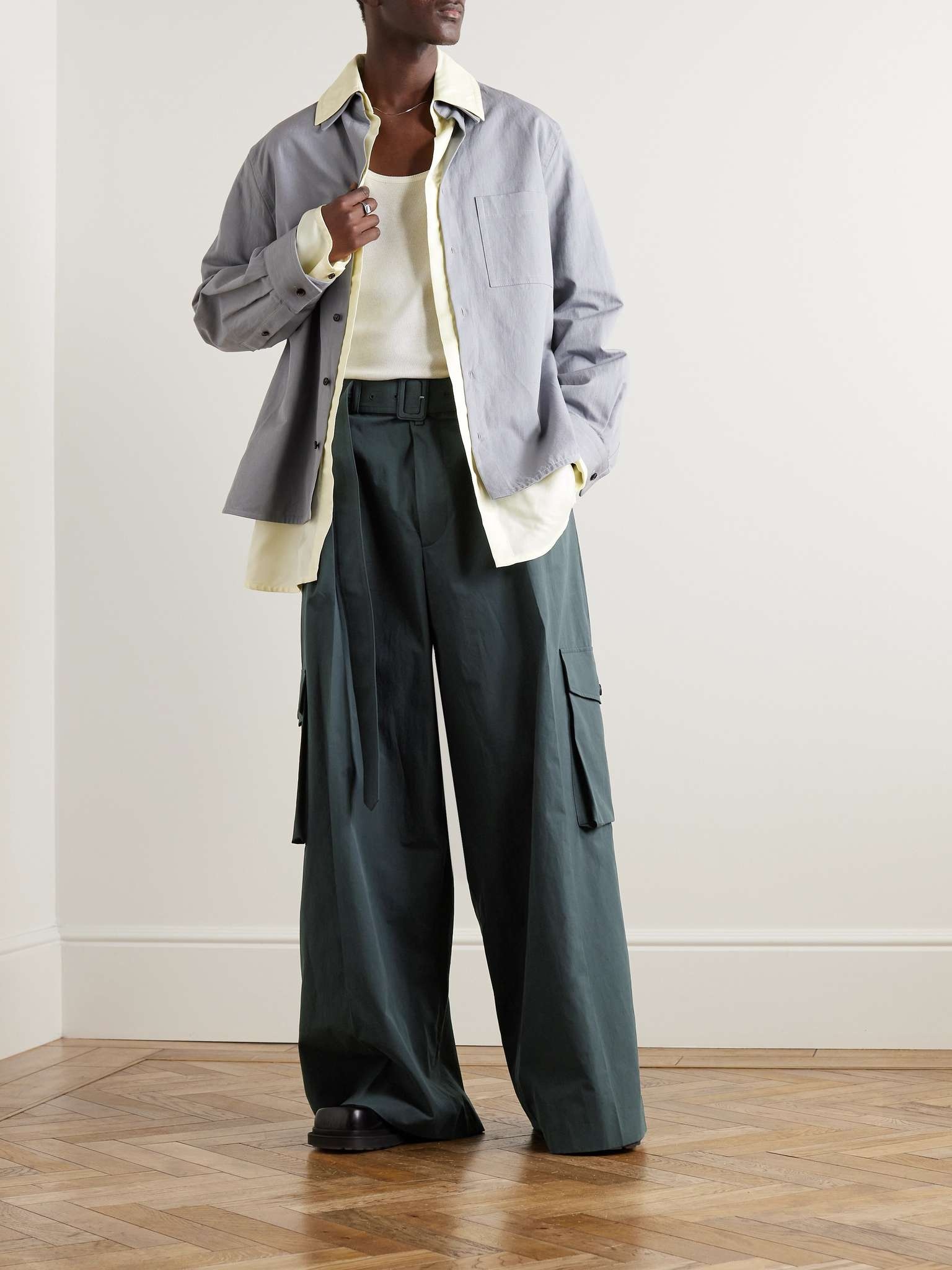 DRIES VAN NOTEN WIDE BELTED cargo PANTS