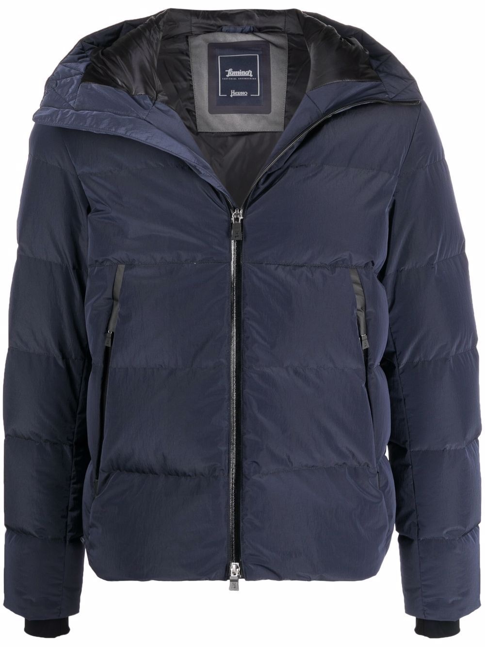 hooded feather-down padded jacket - 1