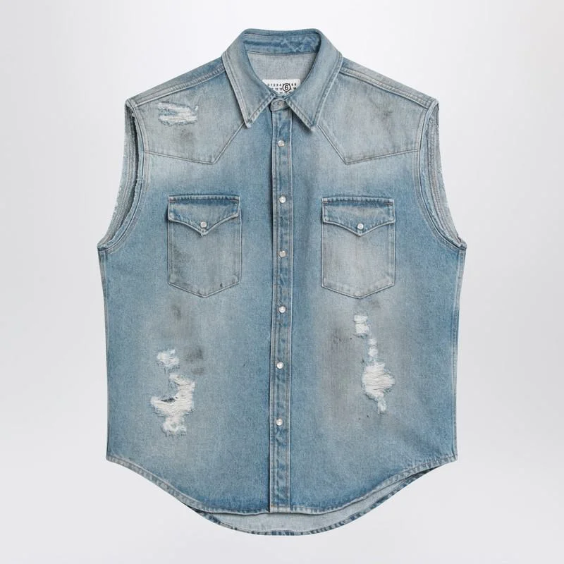 MM6 Maison Margiela Faded Vest With Rips - 1