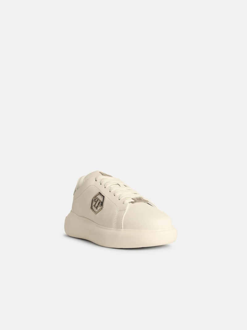 PHILIPP PLEIN 'LOW TOP NEW BASIC HEXAGON' WHITE LEATHER SNEAKERS outlook