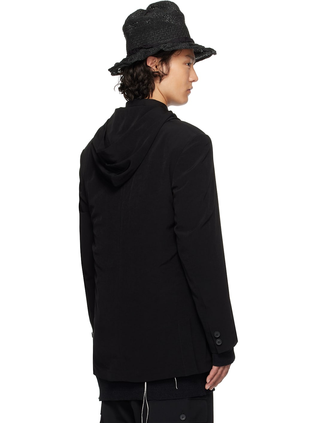 Black Hooded Blazer - 3