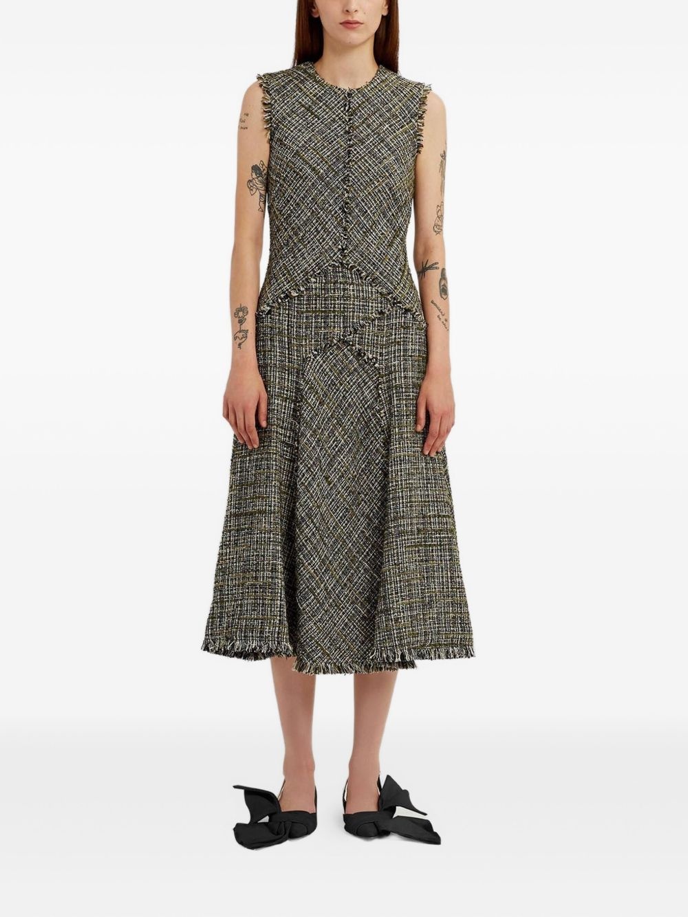 tweed sleeveless midi dress - 3
