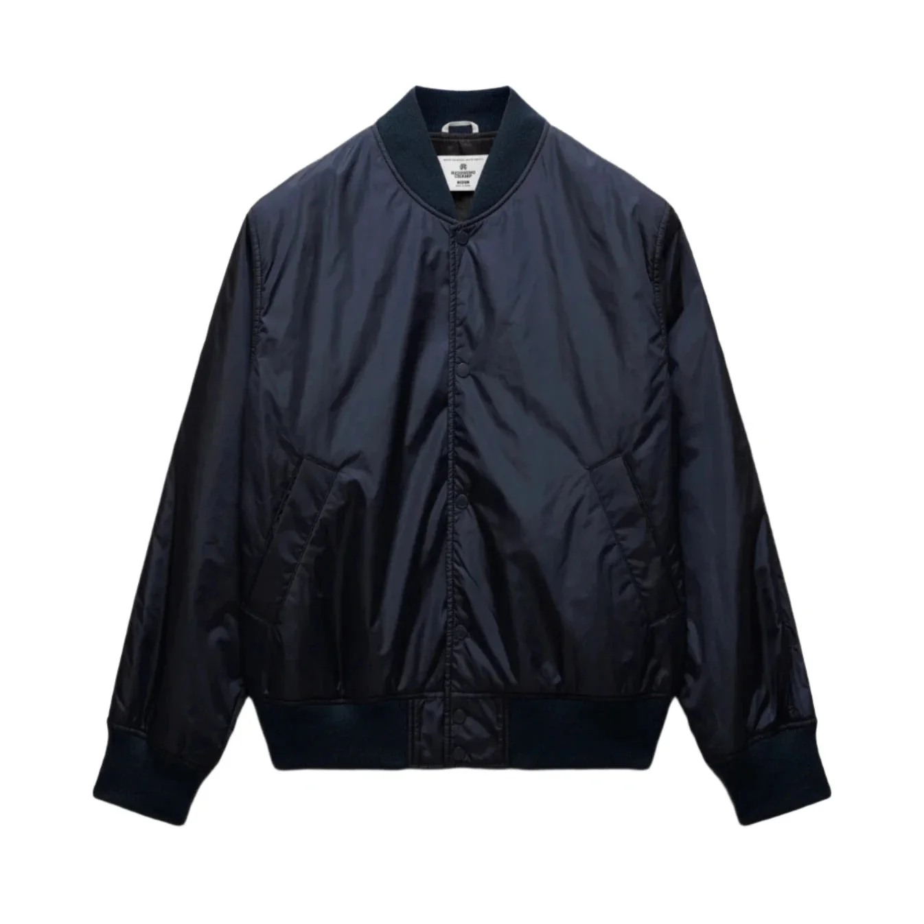 Econyl Satin Nylon Stadium Jacket Navy - 1