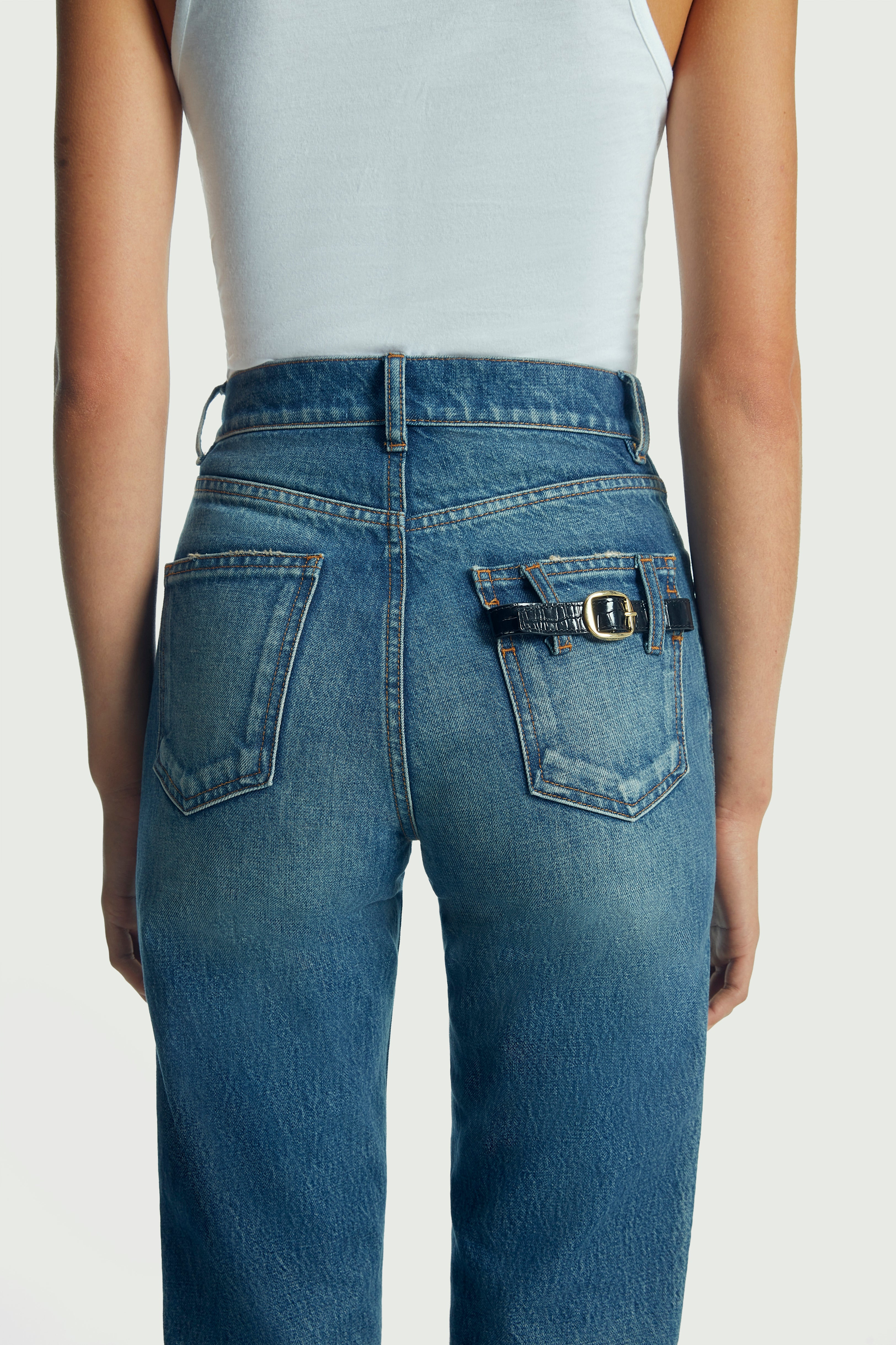 Straight Leg Denim Pants - 2