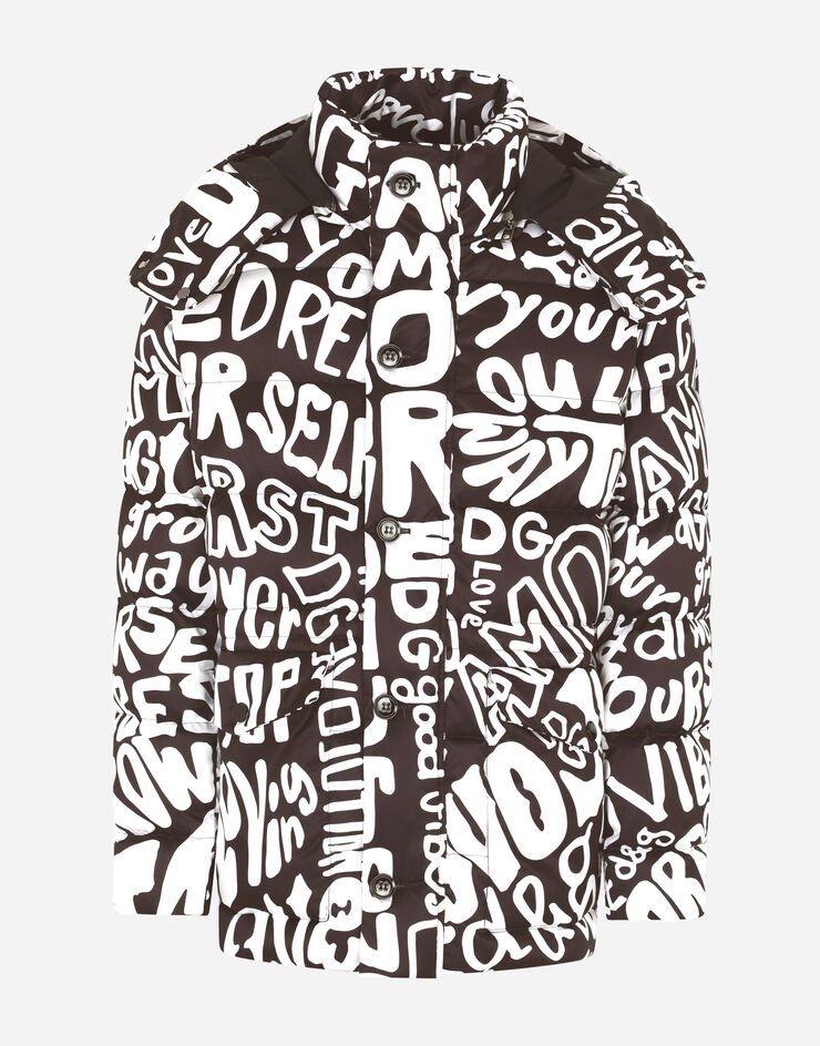 Hooded nylon jacket with all-over print - 3