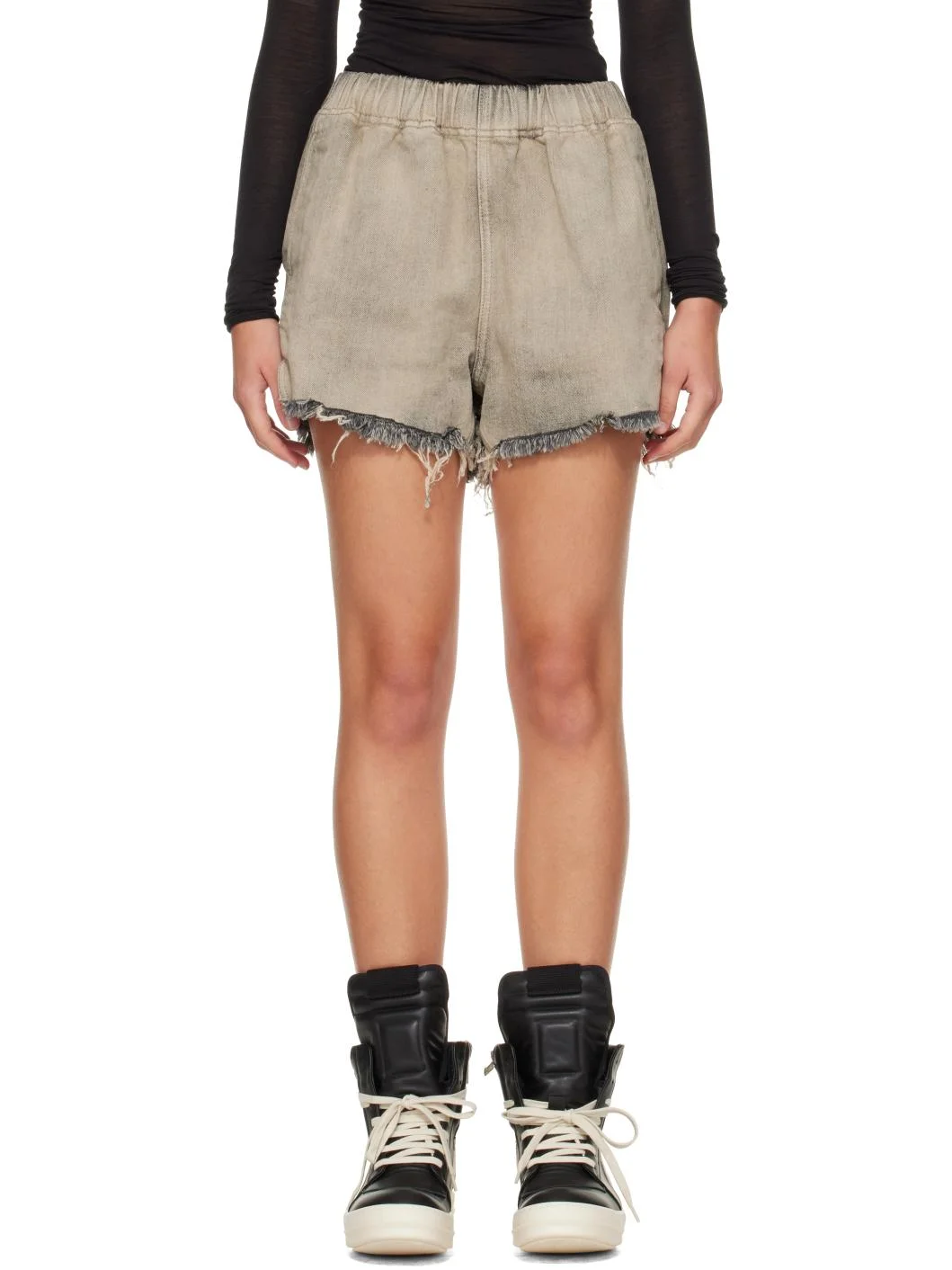Gray Tower Denim Shorts - 1