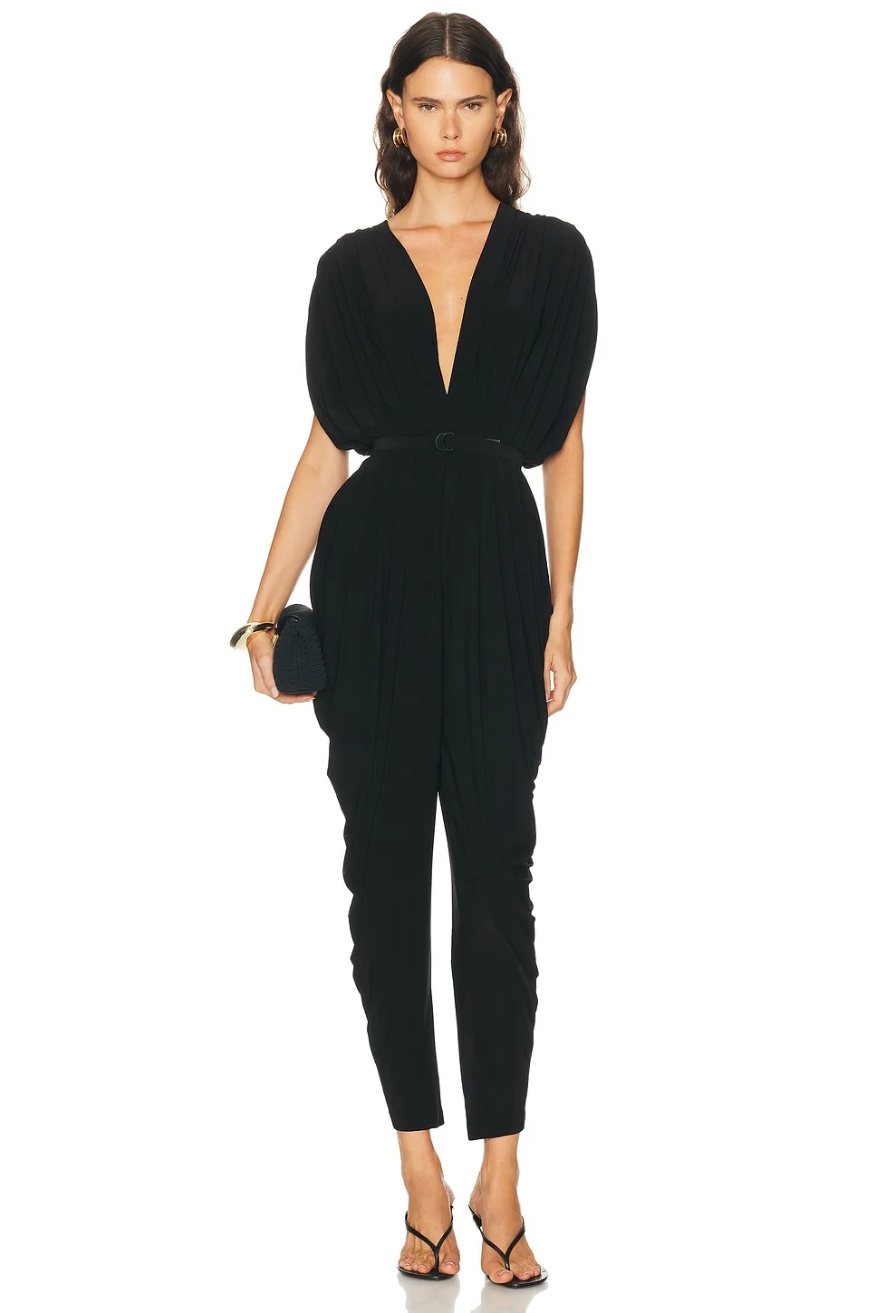 Square Sleeve Waterfall Jumpsuit - 1