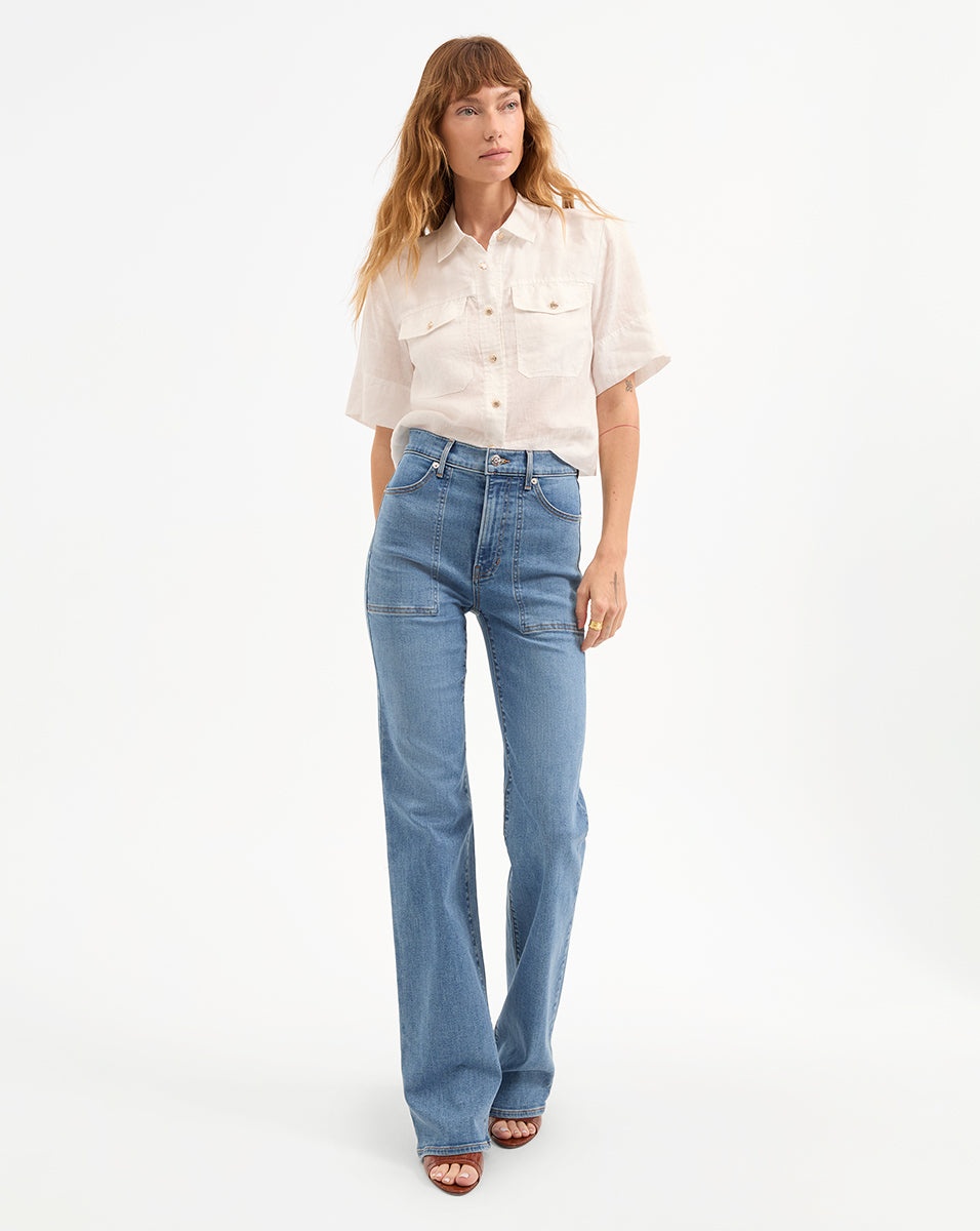 CROSBIE PATCH-POCKET SLIM WIDE-LEG JEAN - 2