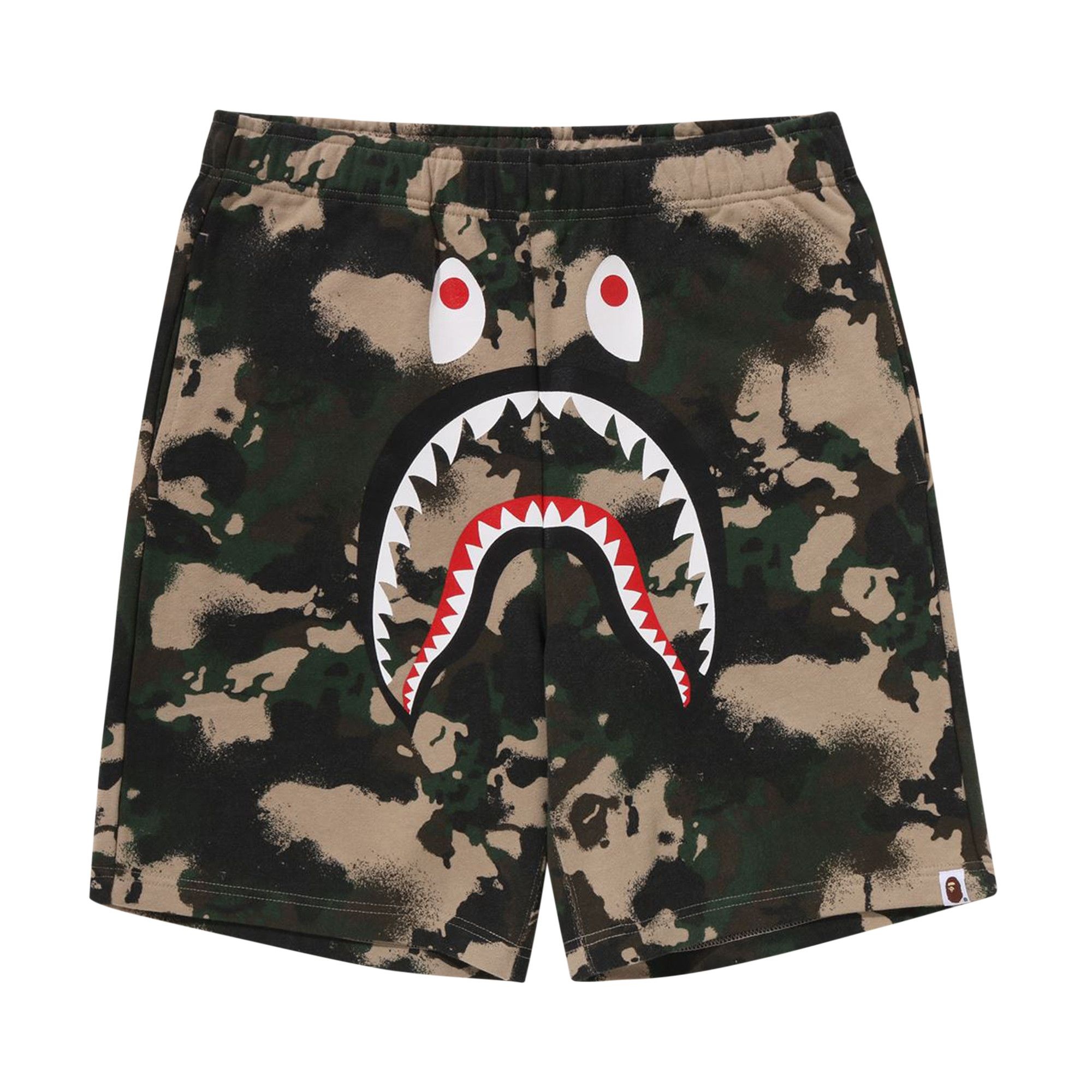 BAPE Map Camo Regular Fit Shark Sweatshorts 'Green' - 1