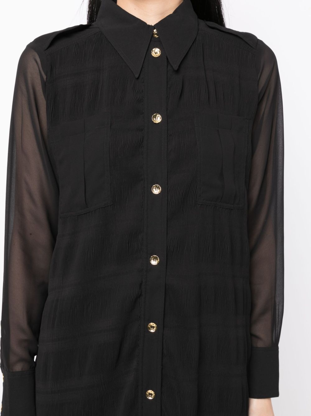 Georgette straight-point collar dress - 5