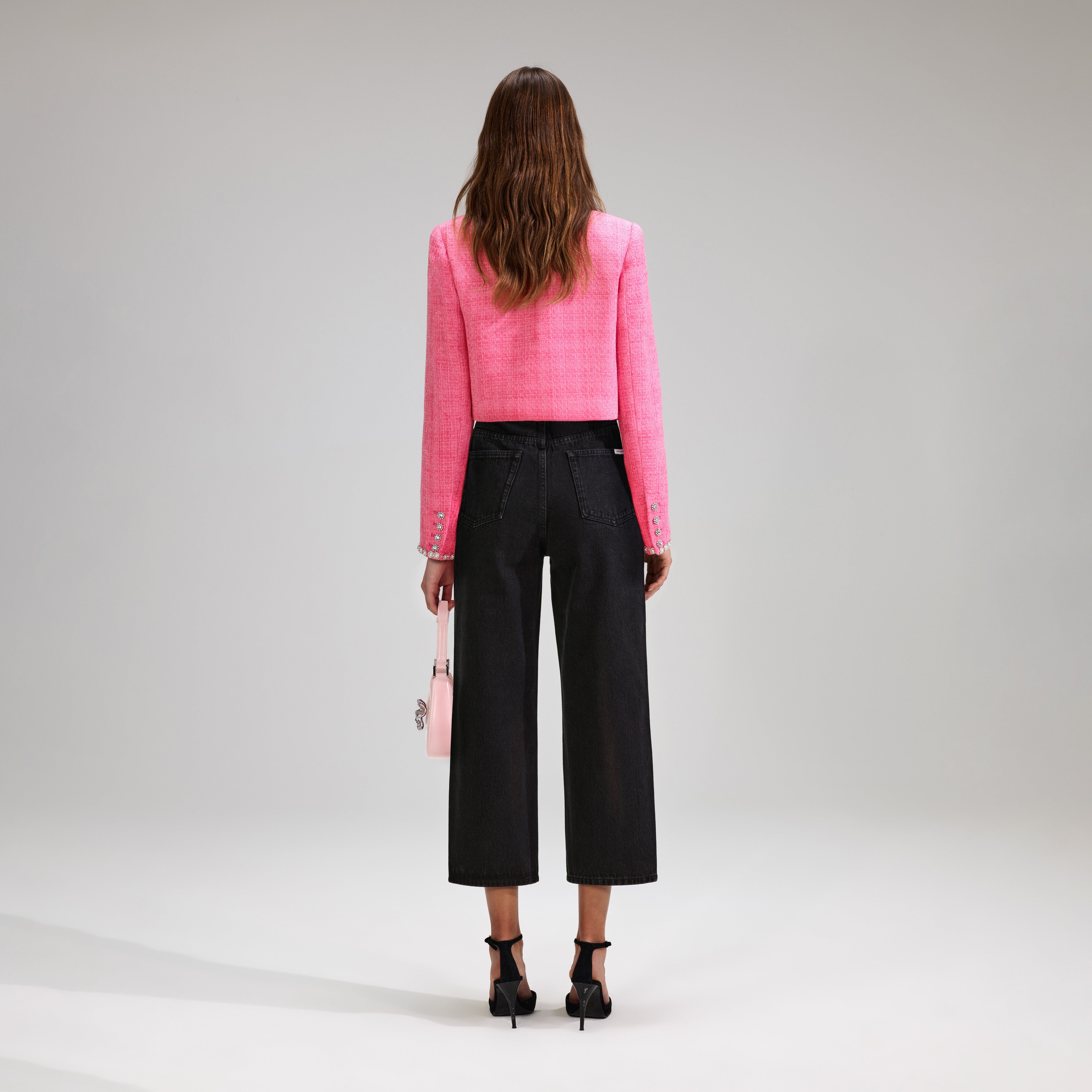 Black Denim Cropped High Rise Trouser - 3