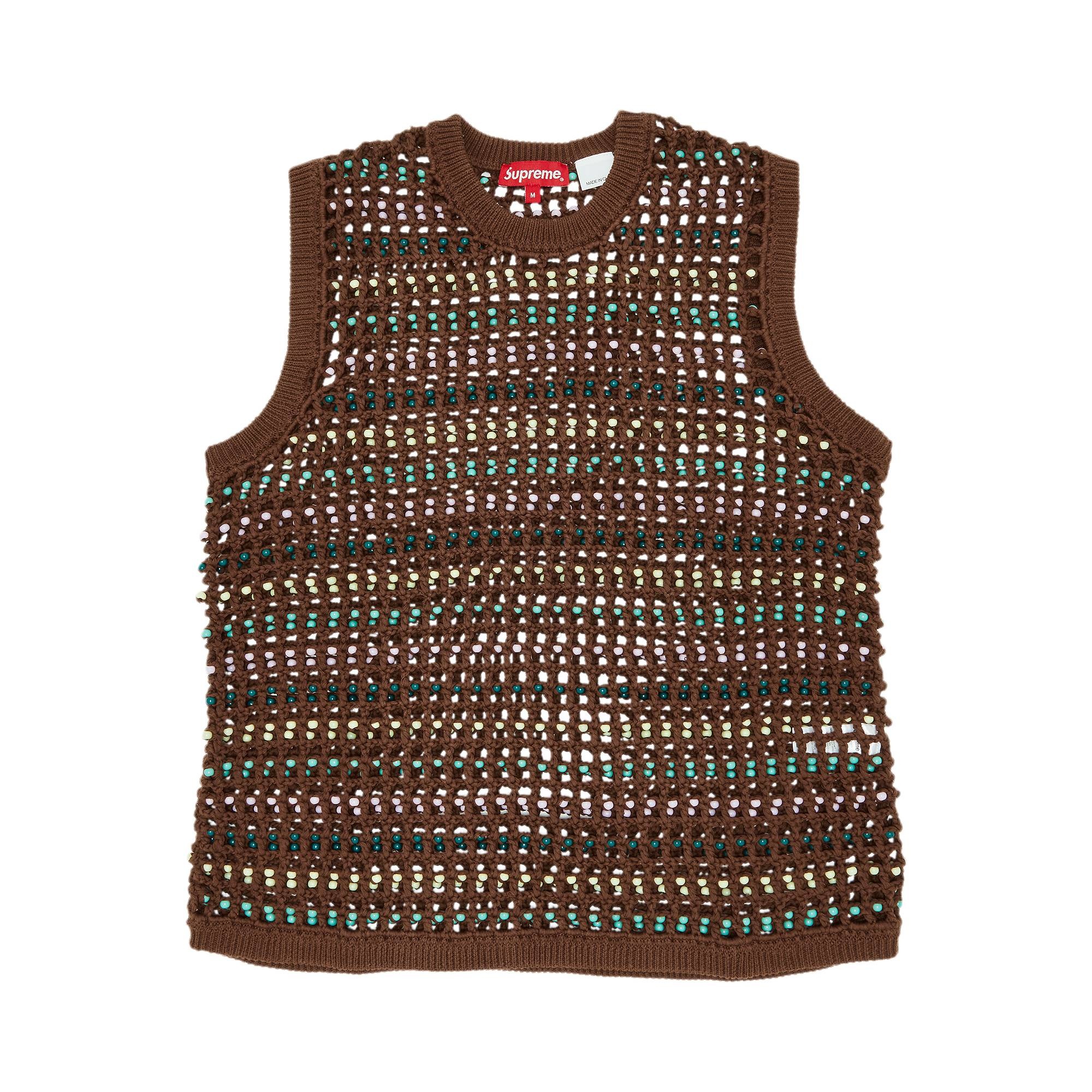 Supreme Beaded Sweater Vest 'Brown' - 1