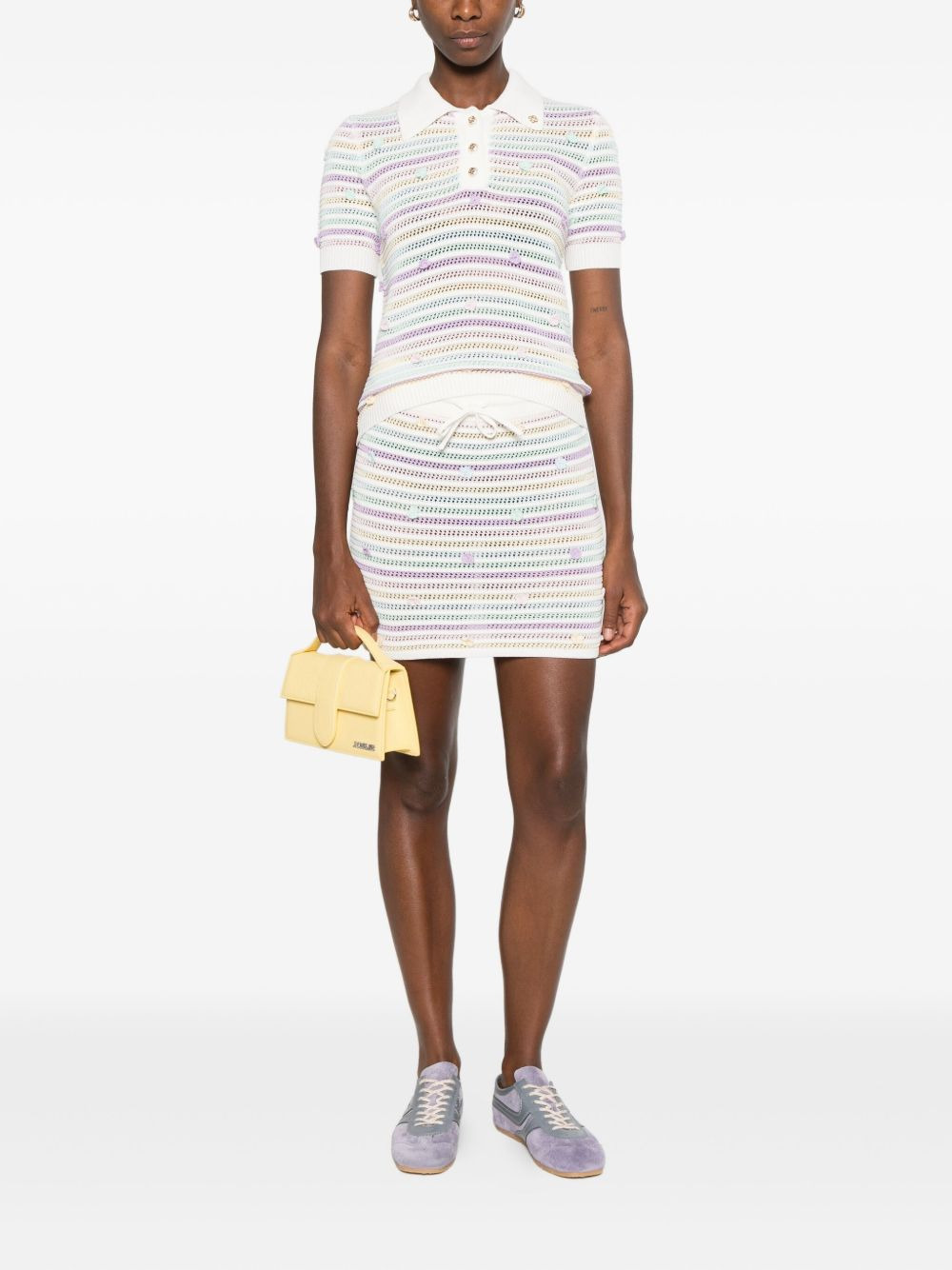 striped floral-embellished skirt - 2