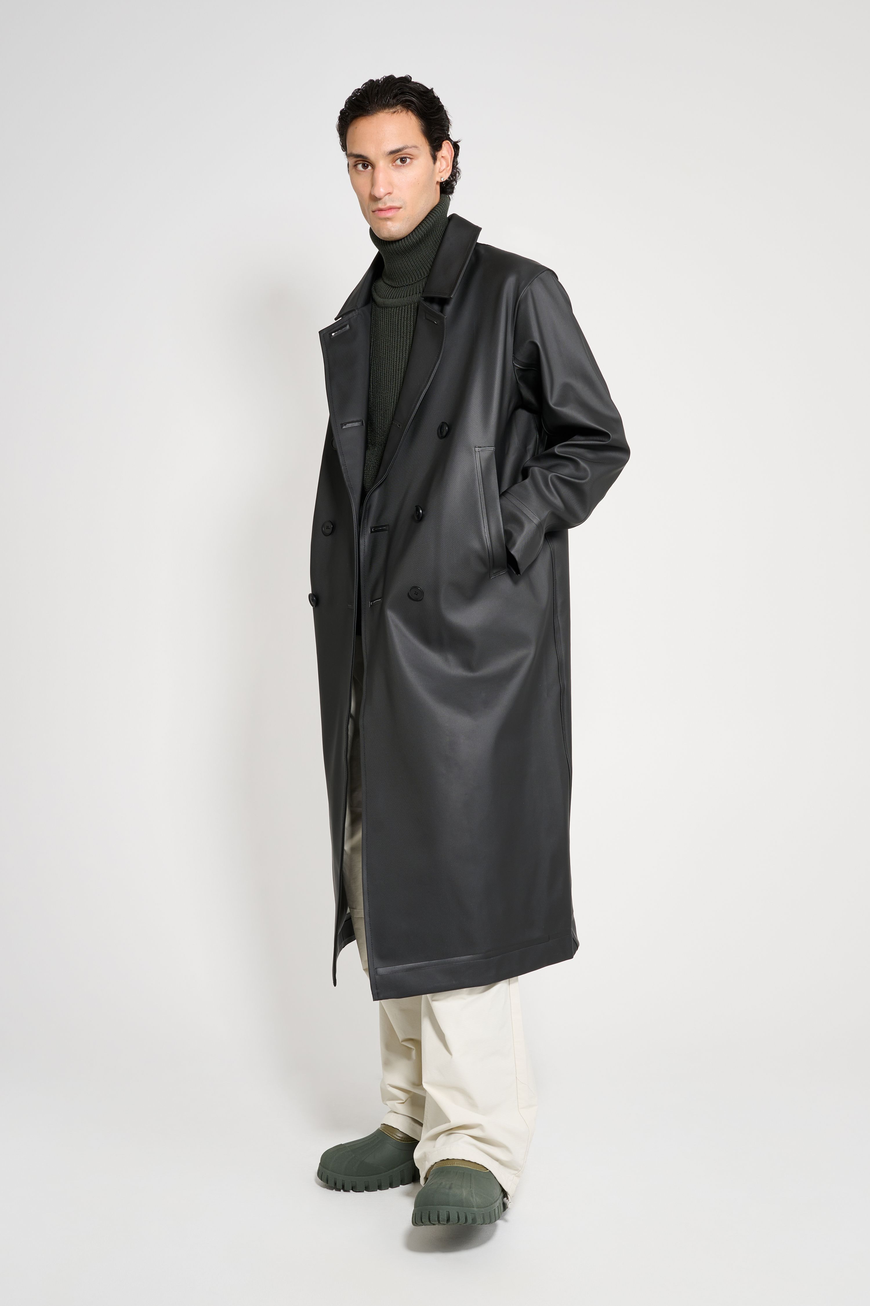 Rosenbad Long Double Breasted Overcoat Black - 2