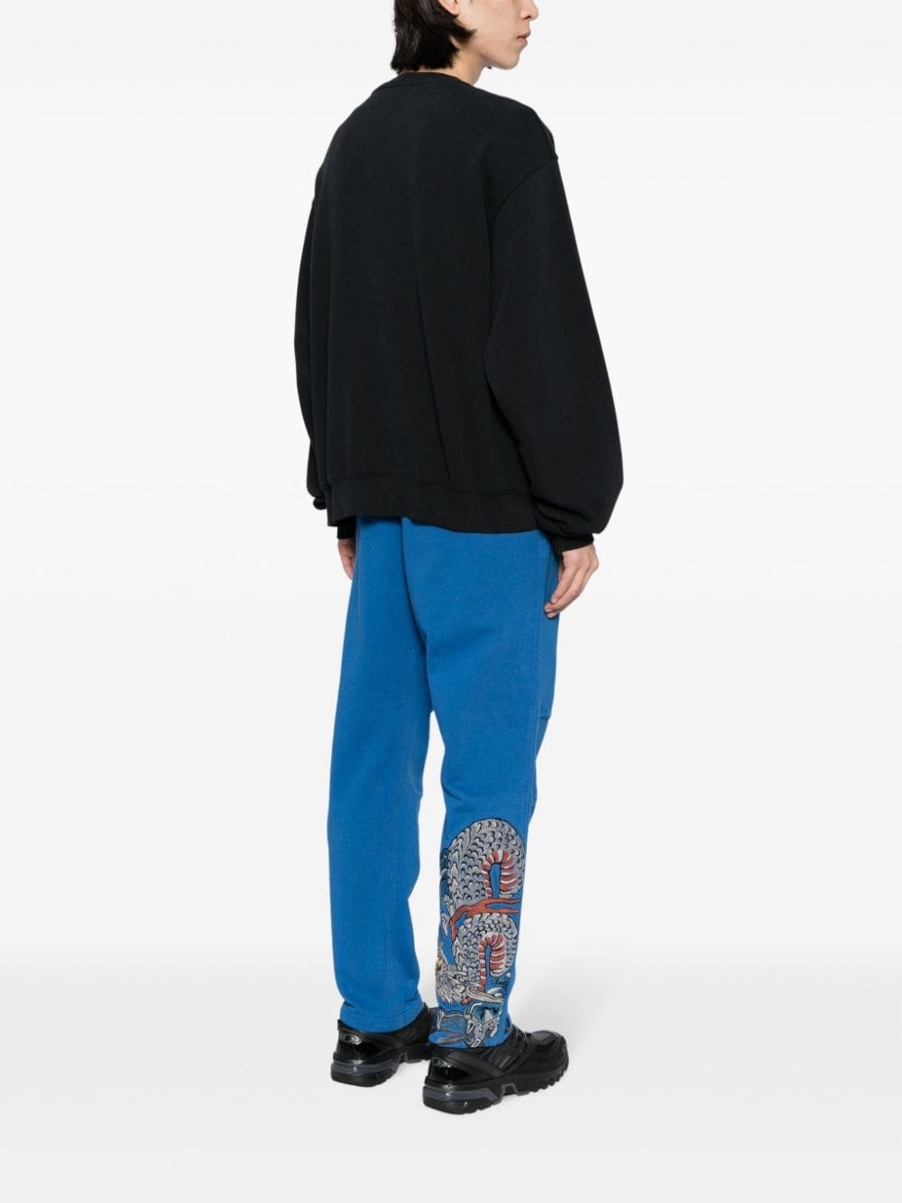 dragon-print cotton trousers - 2