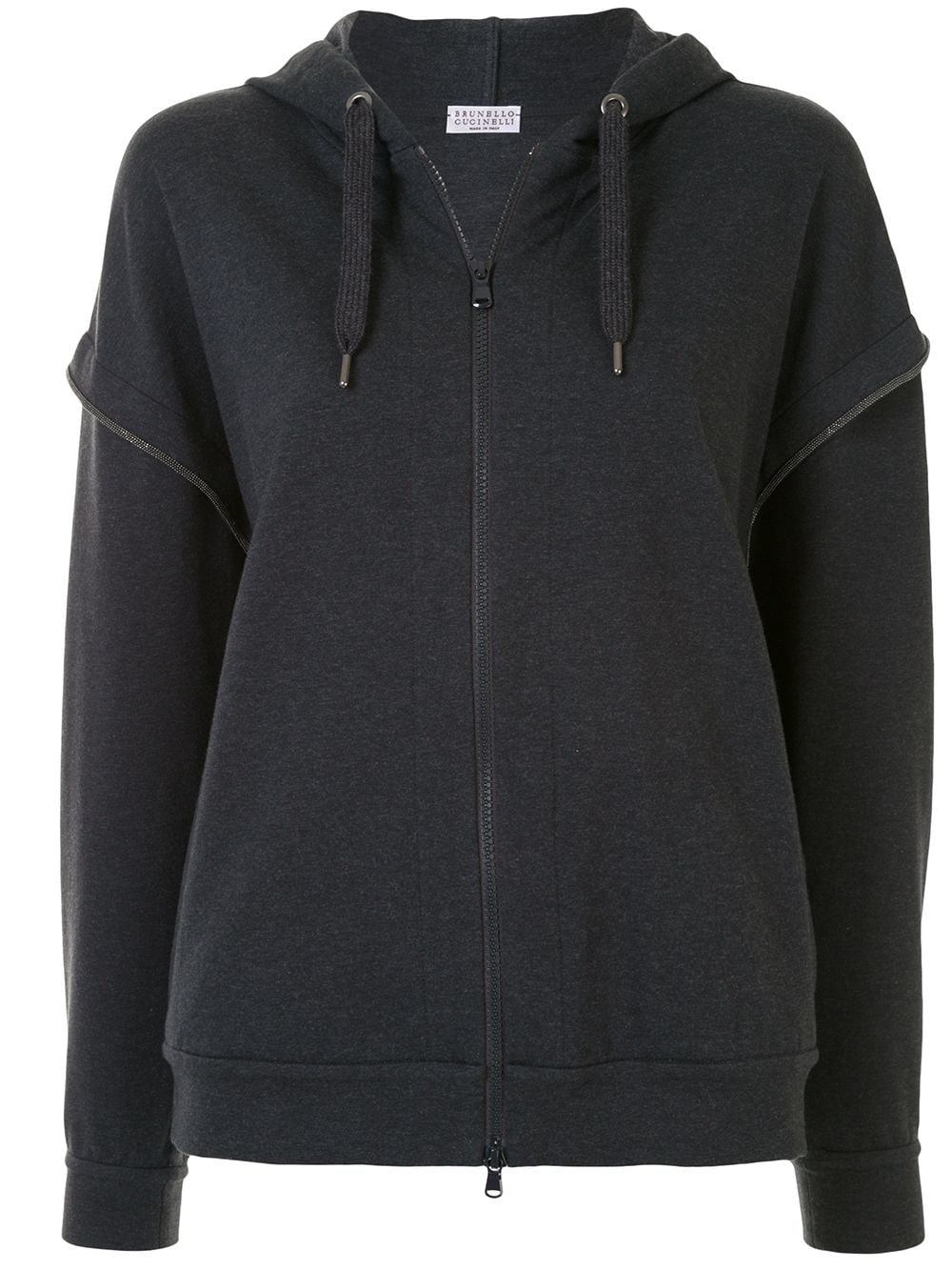 beaded-edge zip-up hoodie - 1