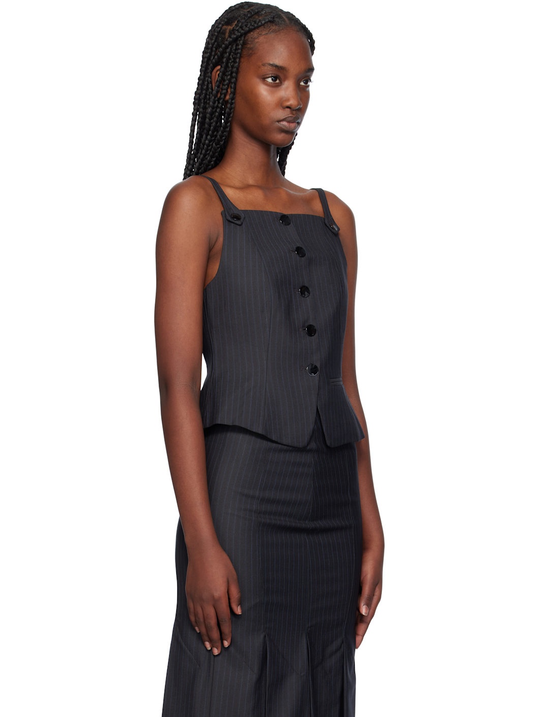 Gray Stripe Suiting Top - 2