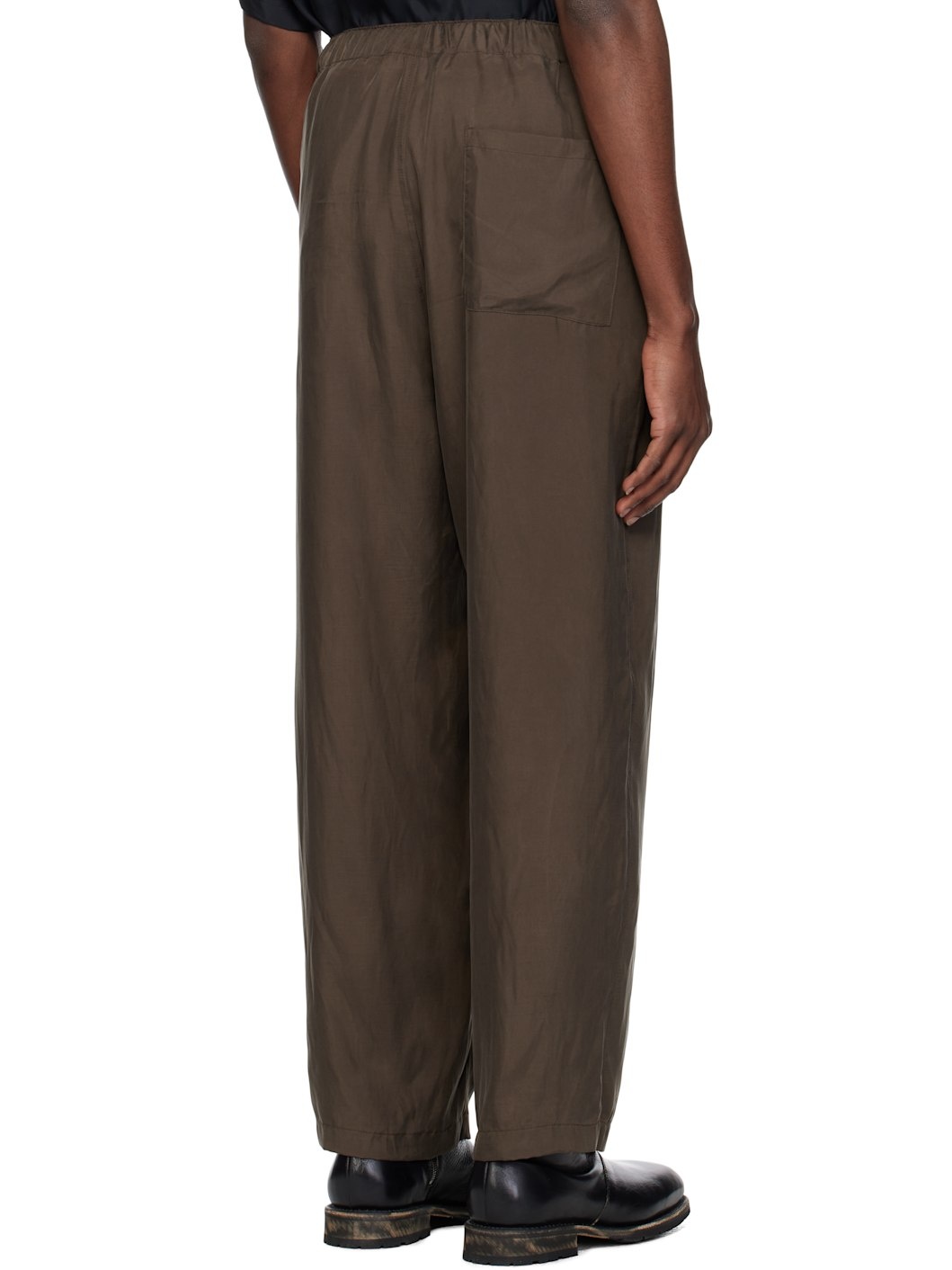 Brown Chambray Easy Trousers - 3