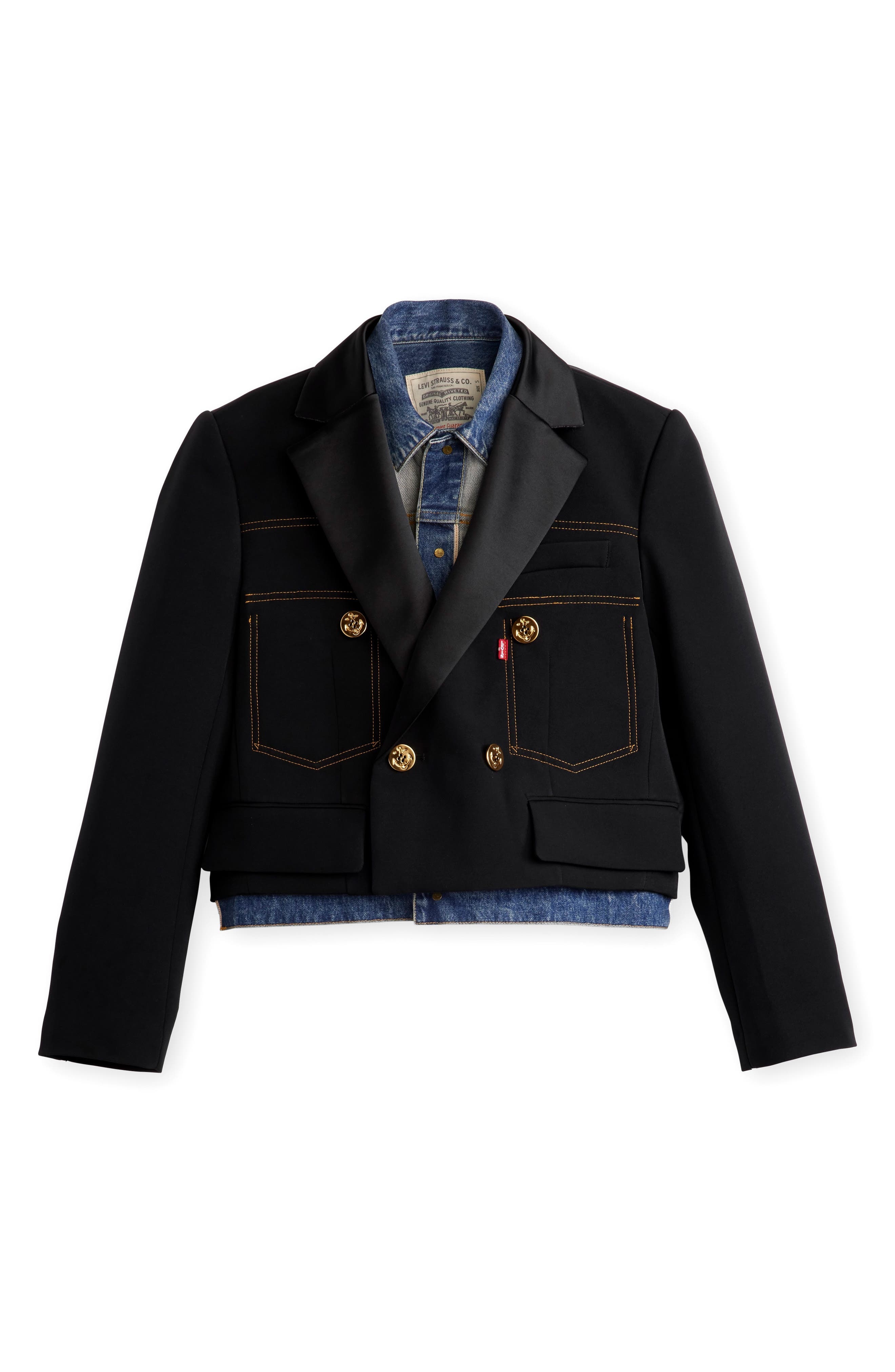 Sacai Gender Inclusive Levi's® Denim x Matelassé Twill Jacket in Black at Nordstrom - 1