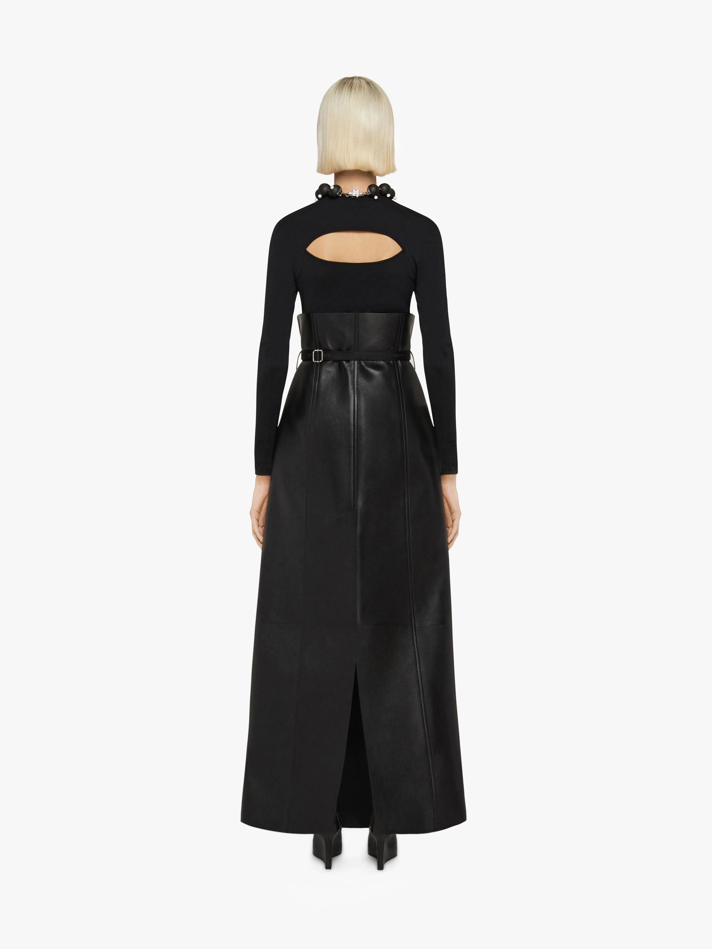 WRAP SKIRT IN LEATHER WITH 4G BELT - 4