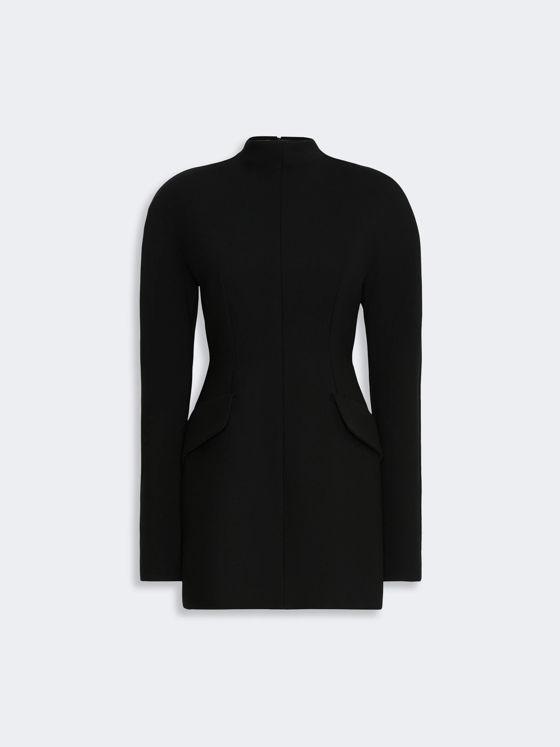 TEFRITE Short stretch wool-blend hourglass dress - BLACK - 1
