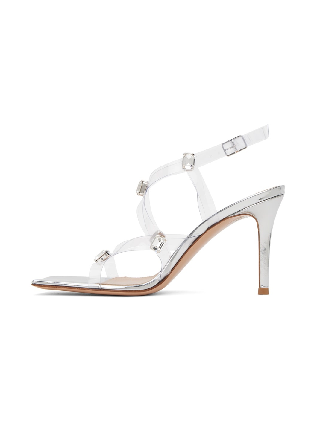 Transparent & Silver Crystal Fever Heeled Sandals - 3