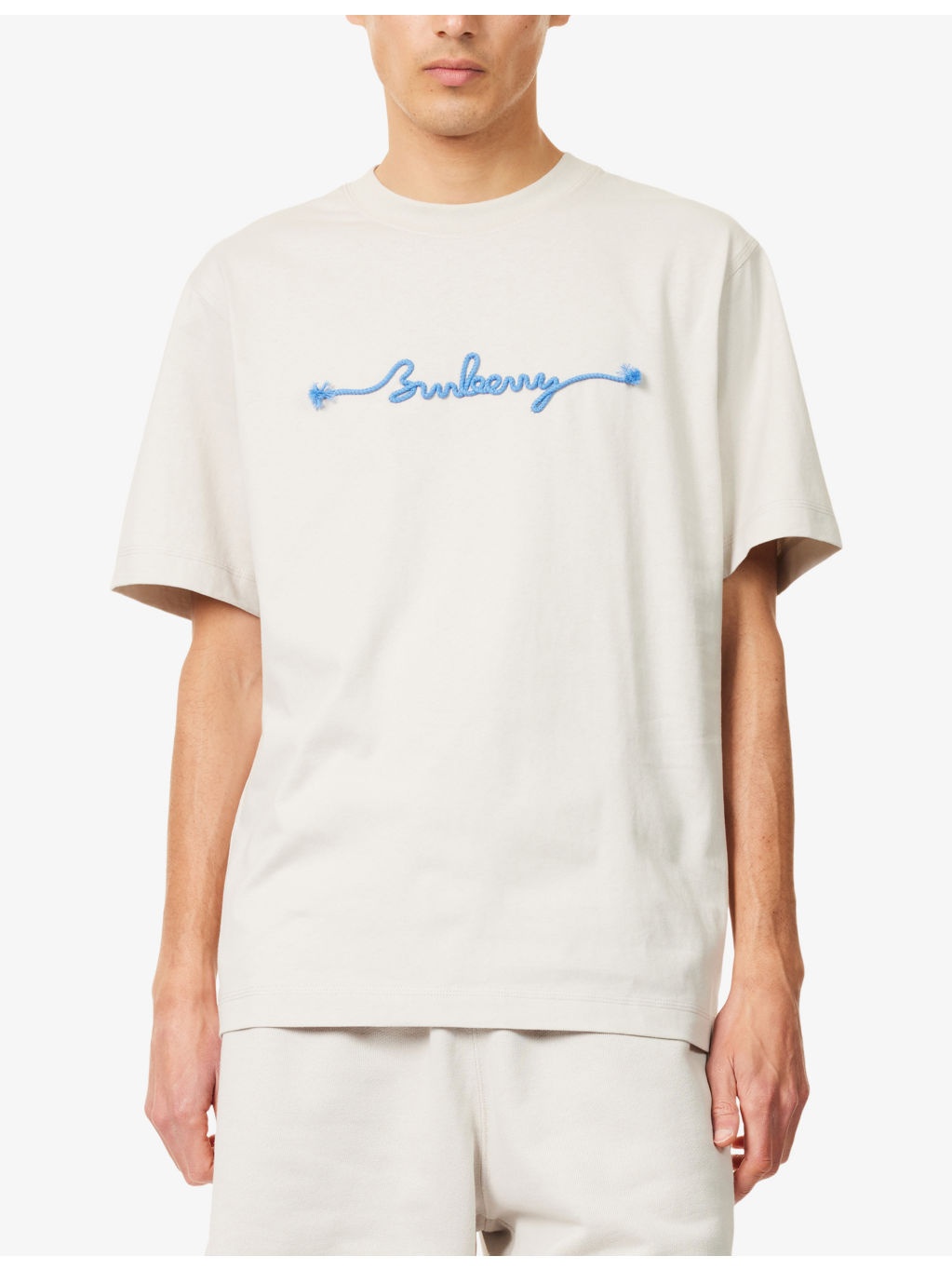 Knot Logo-Text Crewneck Cotton T-Shirt - 3