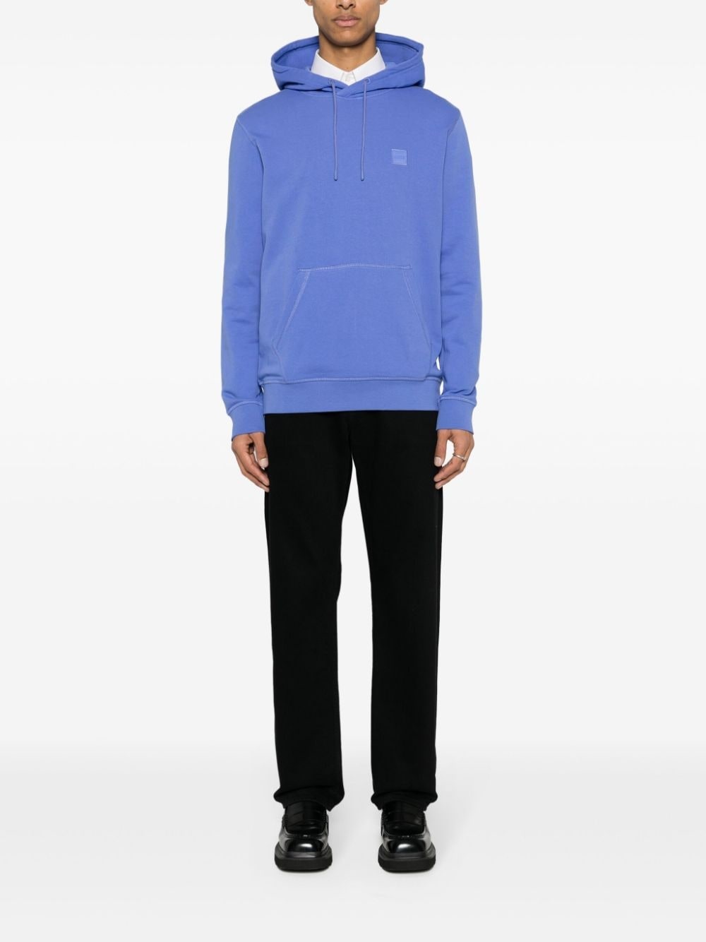 logo-patch cotton hoodie - 2