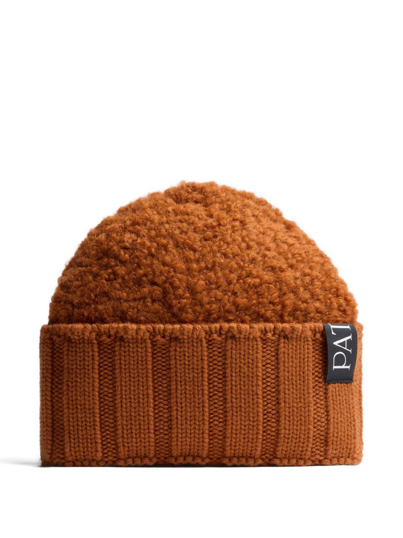 bouclé ribbed beanie hat 1