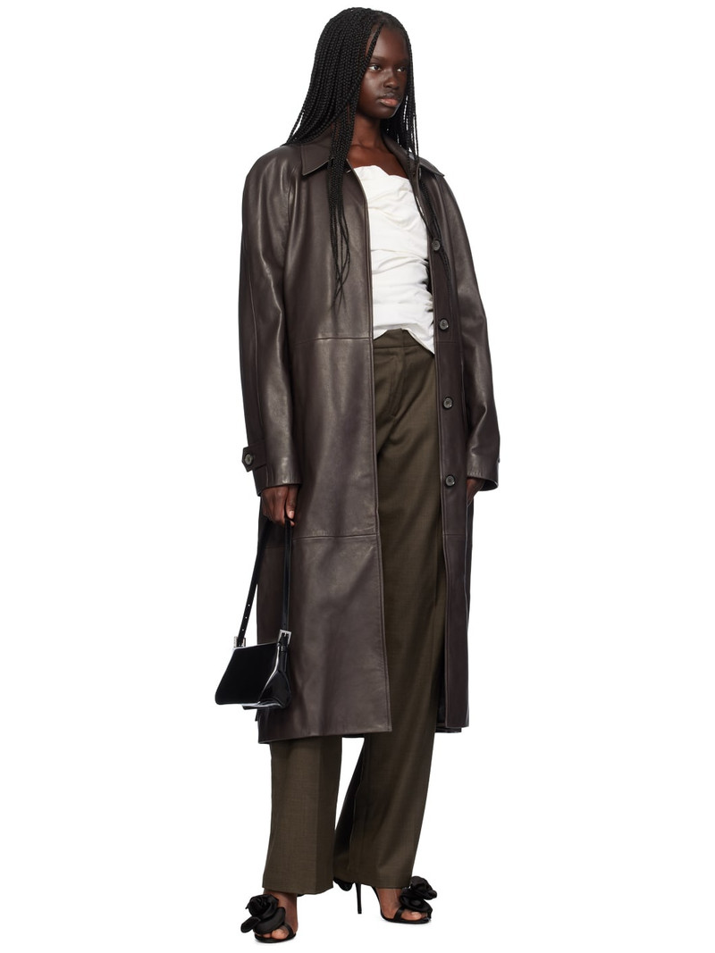MAGDA BUTRYM Brown Belted Leather Trench Coat outlook