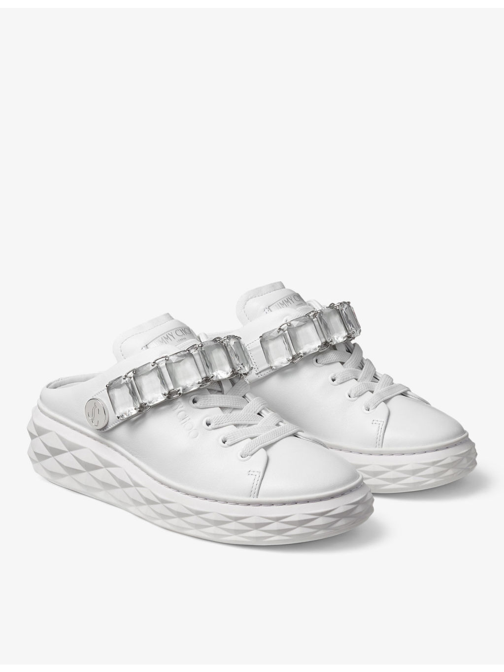 Diamond Sling crystal-embellished leather low-top trainers - 4