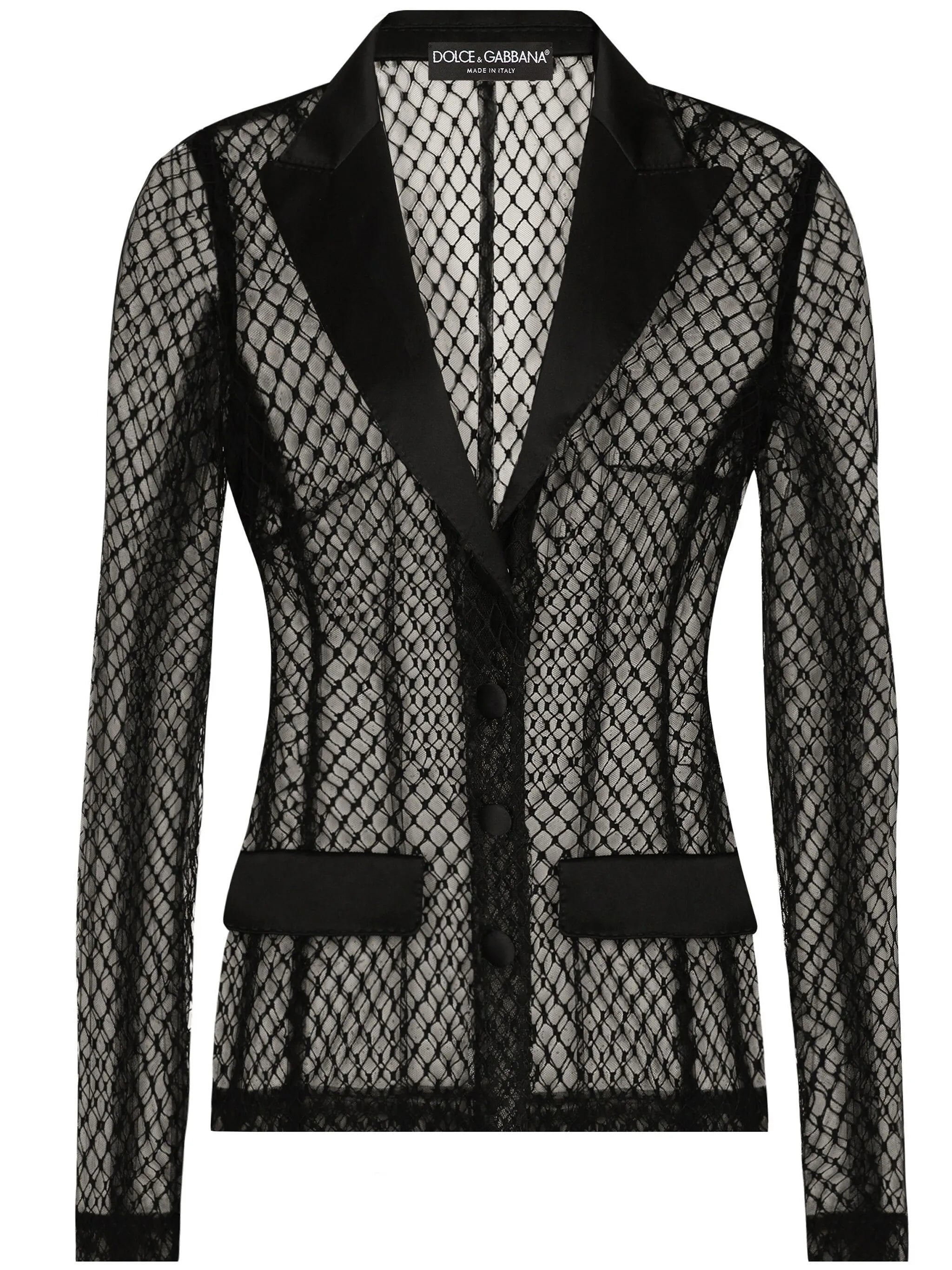 single-breasted mesh jacket - 1