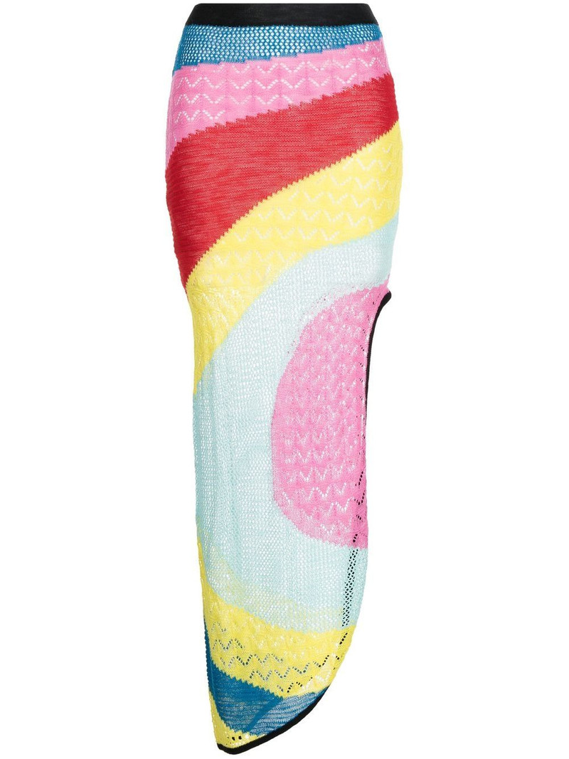 striped asymmetric knitted skirt 1