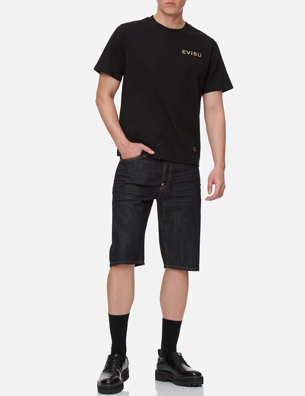 BROCADE SEAGULL APPLIQUÉ DENIM SHORTS - 6