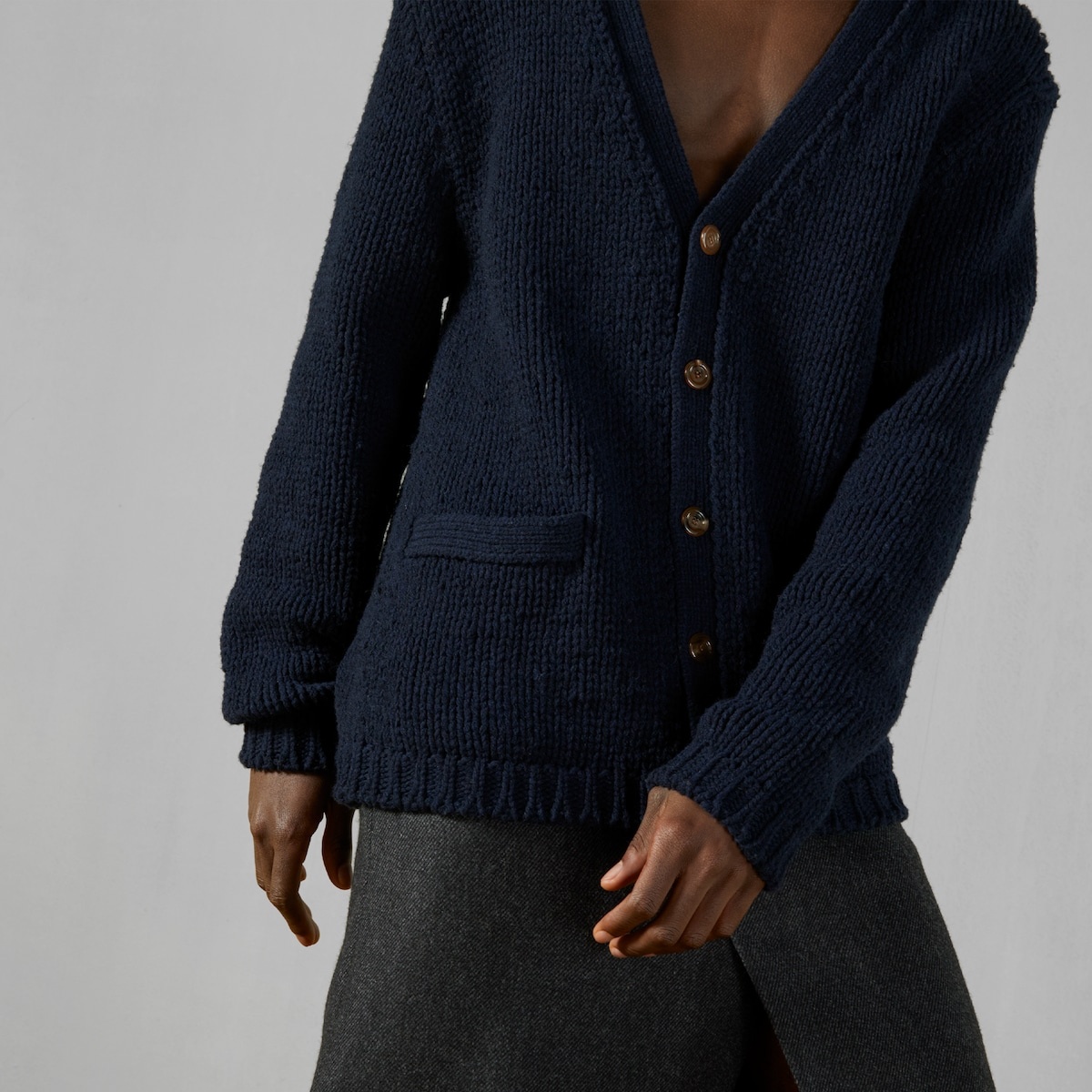 Knit wool cardigan with Gucci intarsia - 3